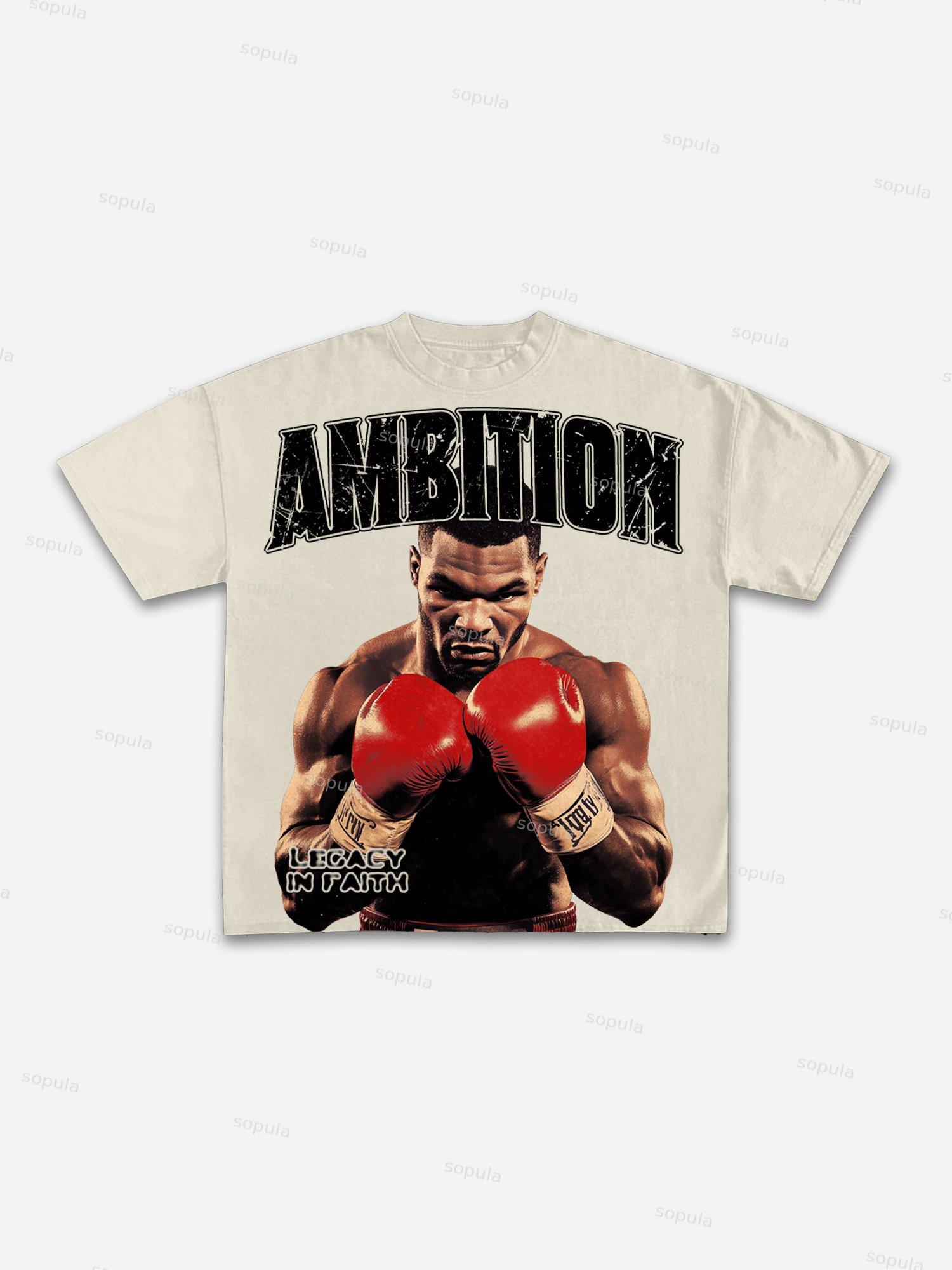 Ambition Legendary Boxer Portrait Dot Graphic Cotton T-shirt Product Image