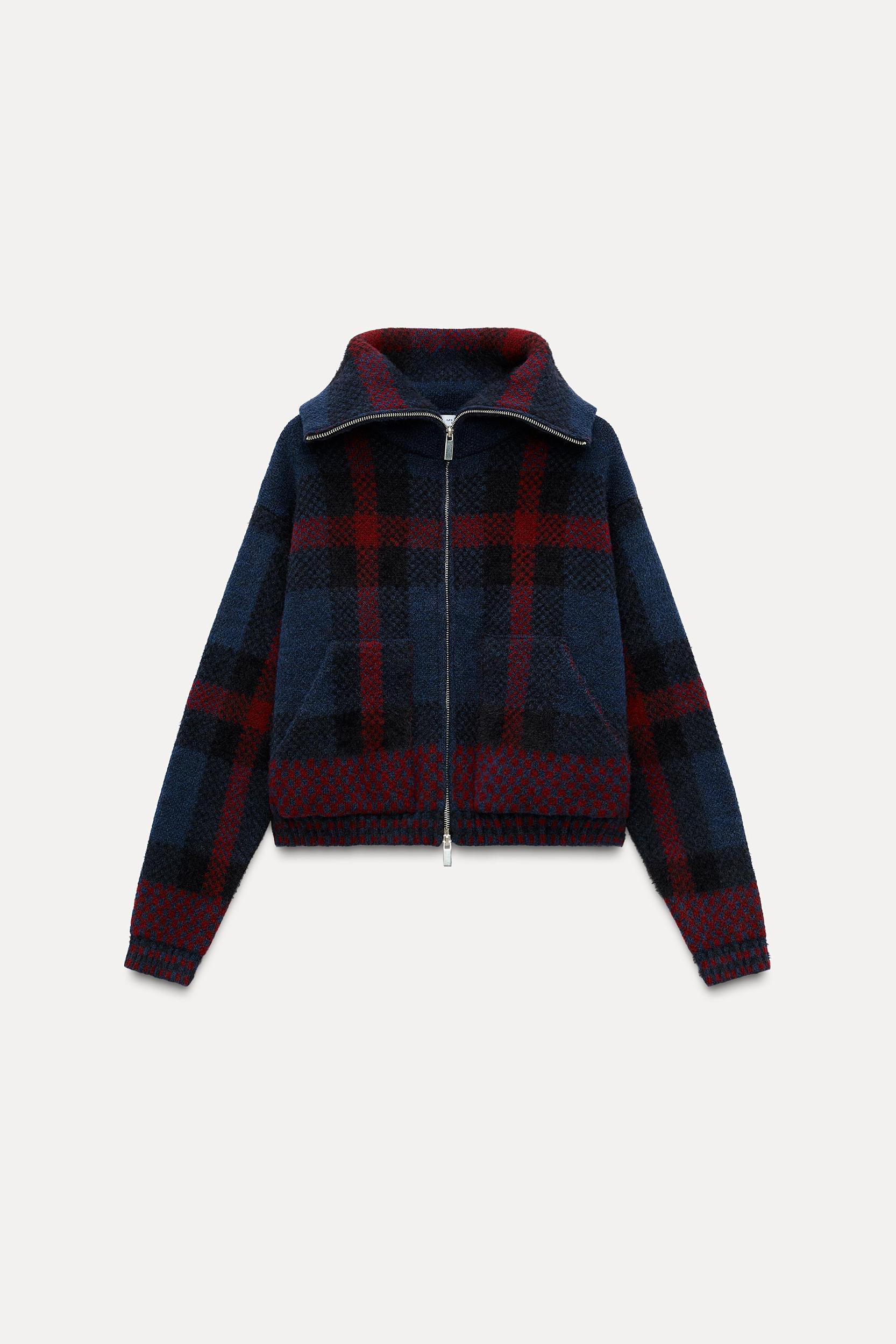 PLAID KNIT JACKET Product Image