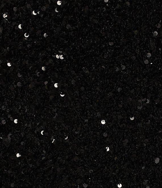 FRANCES VALENTINE Plaza Sequin Round Neck 3/4 Sleeve Satin Trim Midi Dress Product Image