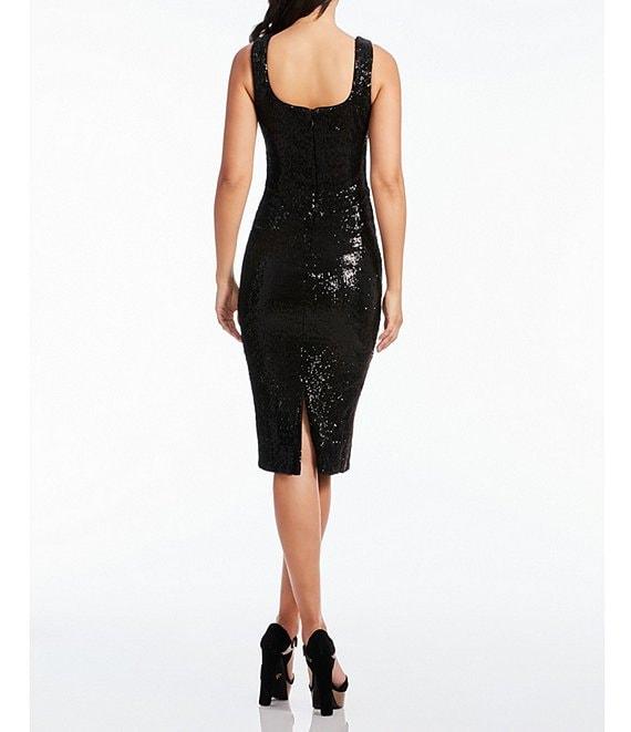 Dress the Population Sloane Sequin Sweetheart Neck Back Slit Sleeveless Bodycon Dress Product Image