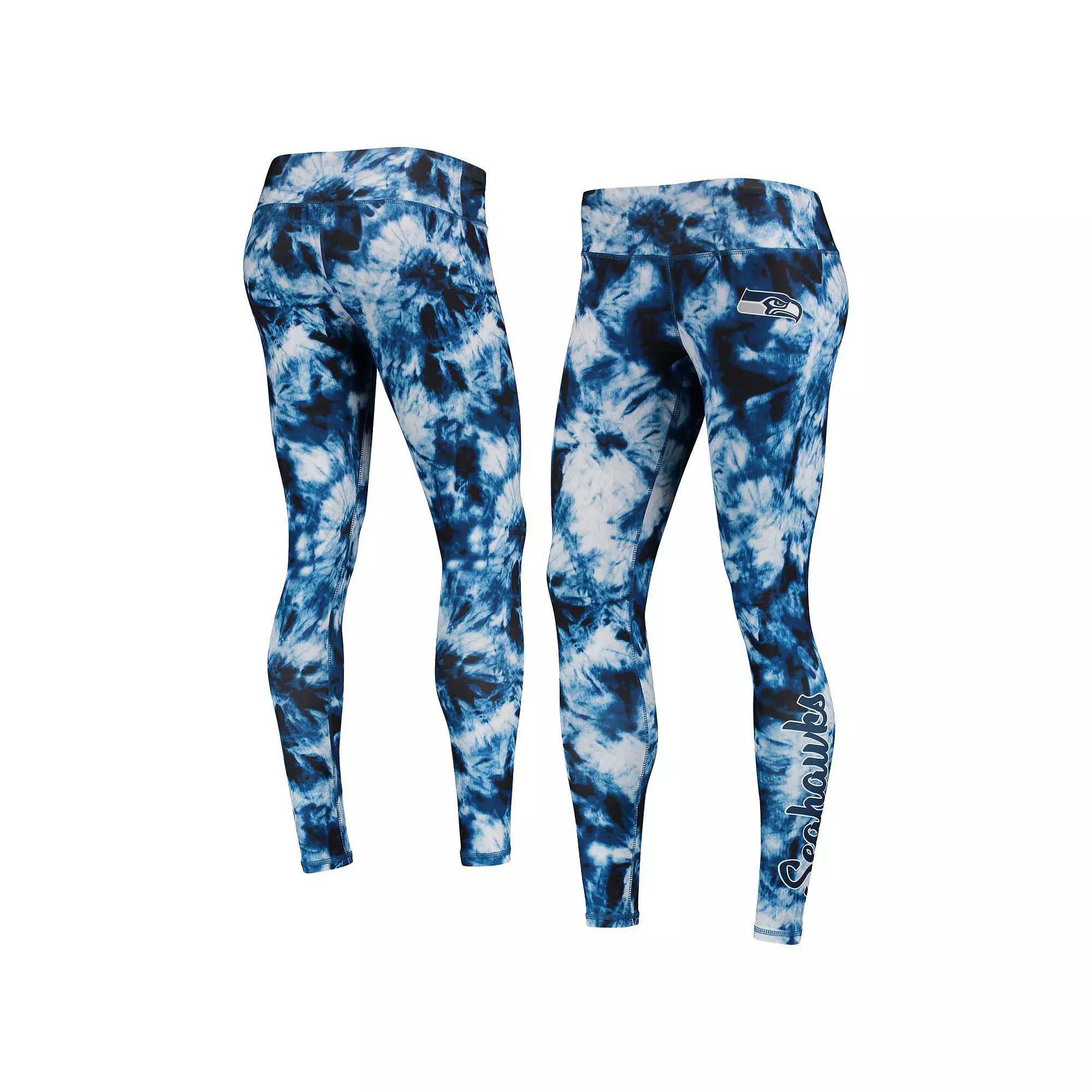 Women's FOCO College Navy Seattle Seahawks Tie-Dye Leggings, Size: Small, Blue Product Image