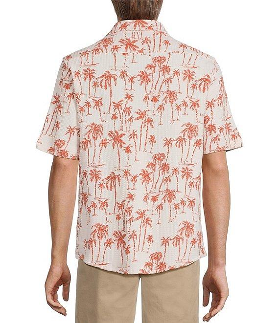 Roundtree & Yorke Short Sleeve Palm Print Coatfront Shirt Product Image