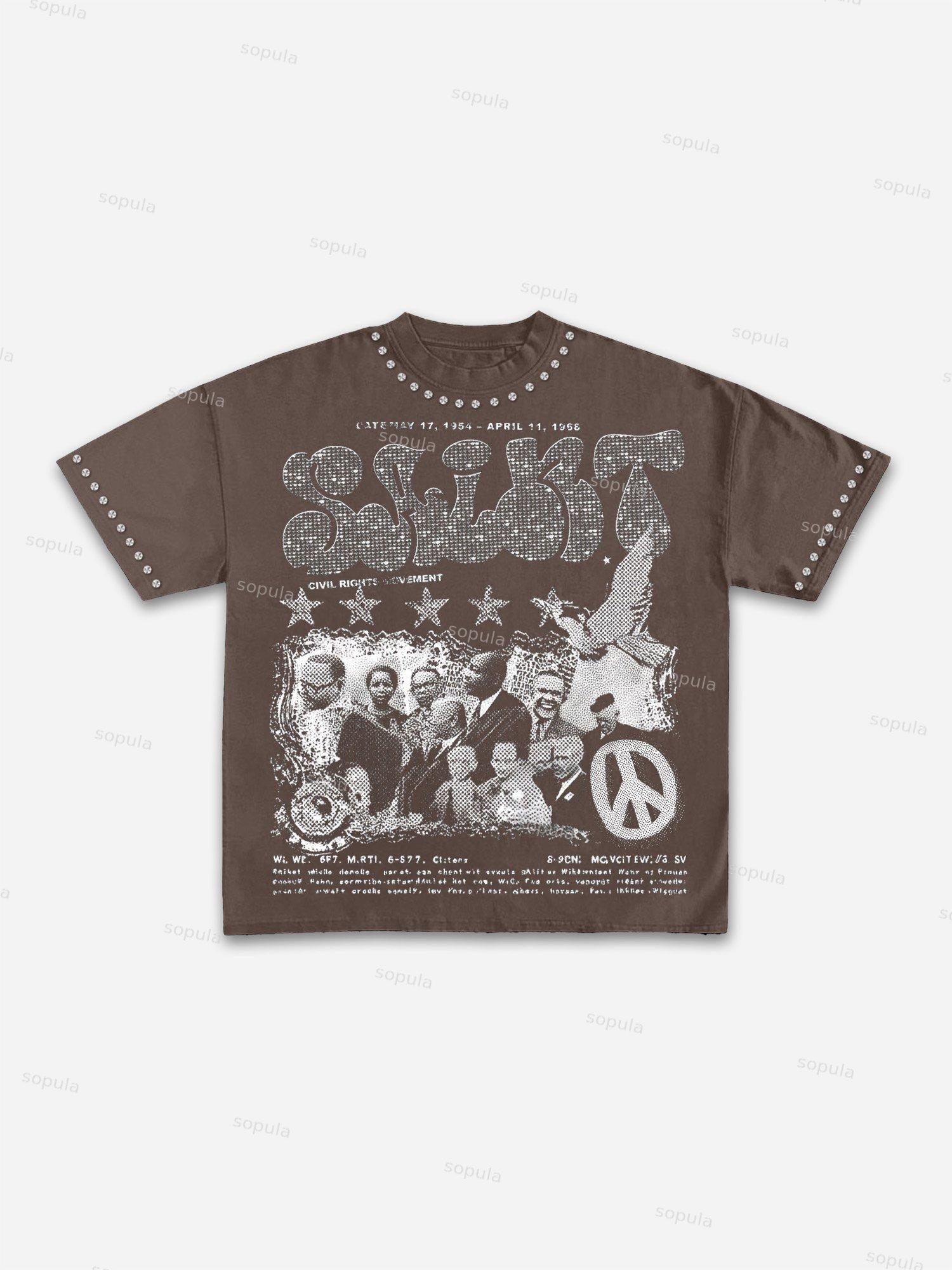 Vintage Peace Protest War Civil Rights Graphic Cotton T-shirt Product Image