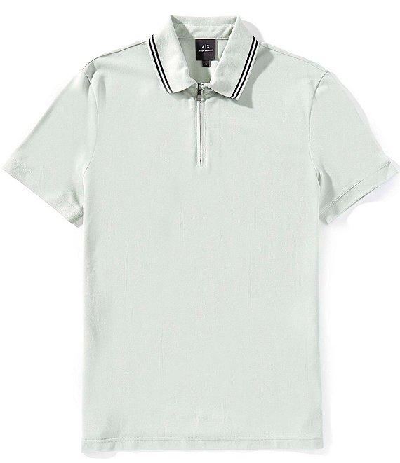 Armani Exchange Slim Fit Cotton Pique Quarter-Zip Short Sleeve Polo Shirt Product Image