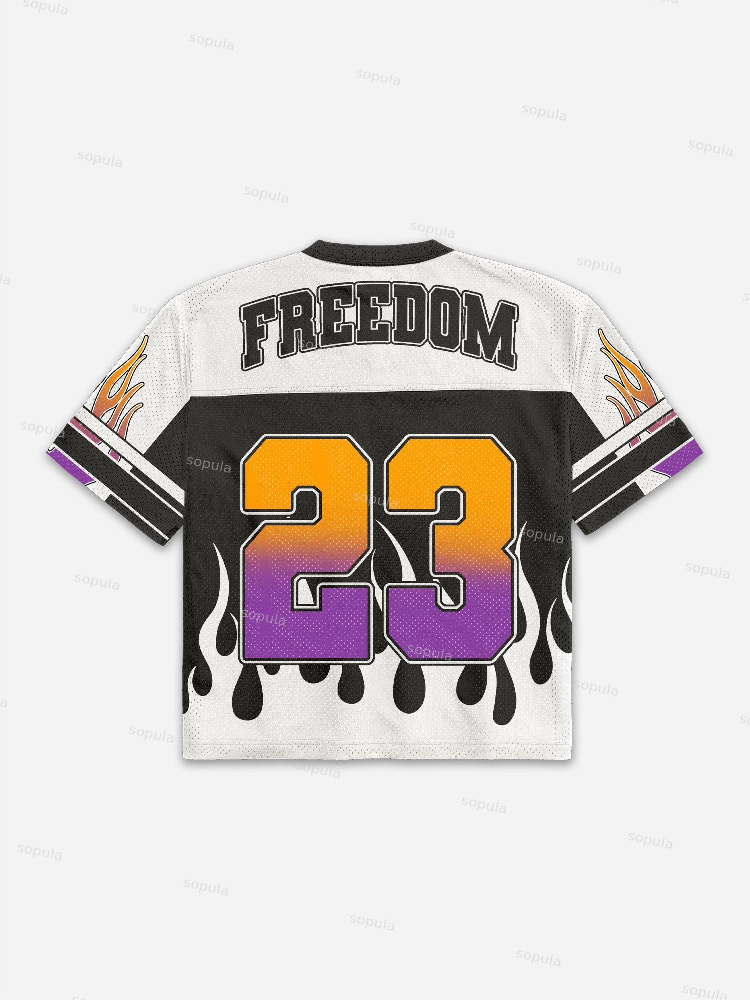 No. 23 Illuminated Flames Faux Racing Suit Graphic Cropped Jersey Mesh T-shirt Product Image
