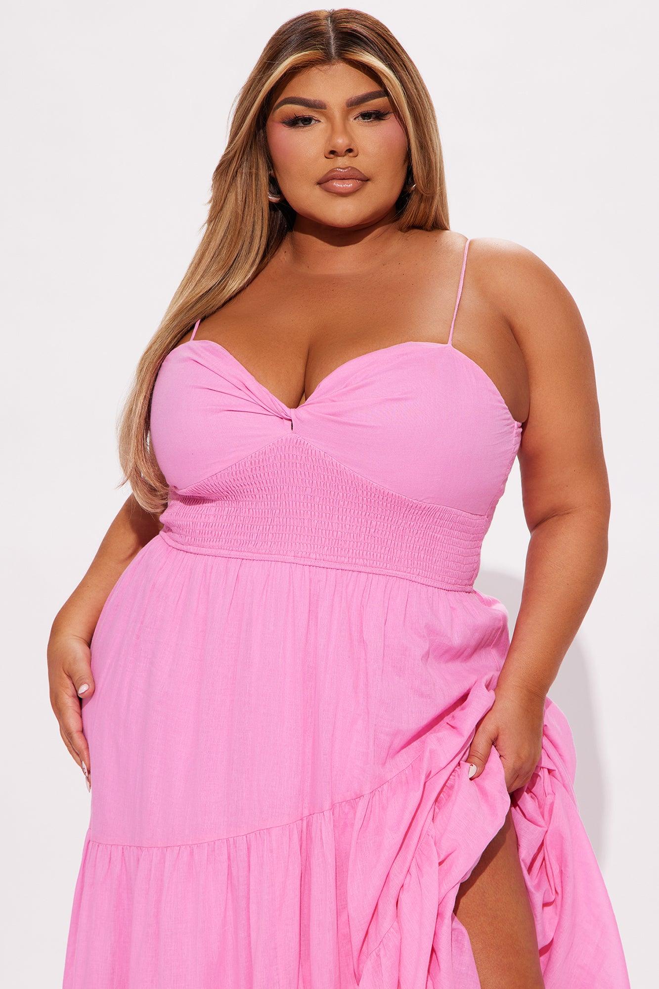 Everly Tiered Maxi Dress - Hot Pink Product Image