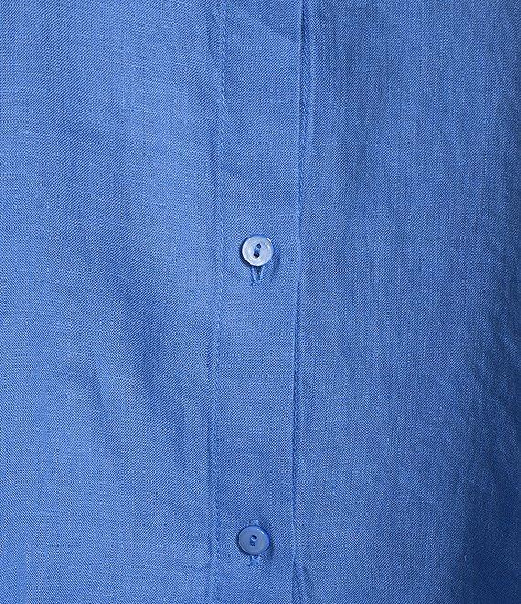 Eileen Fisher Plus Organic Handkerchief Linen Point Collar Sleeveless Button Front Shirt Product Image