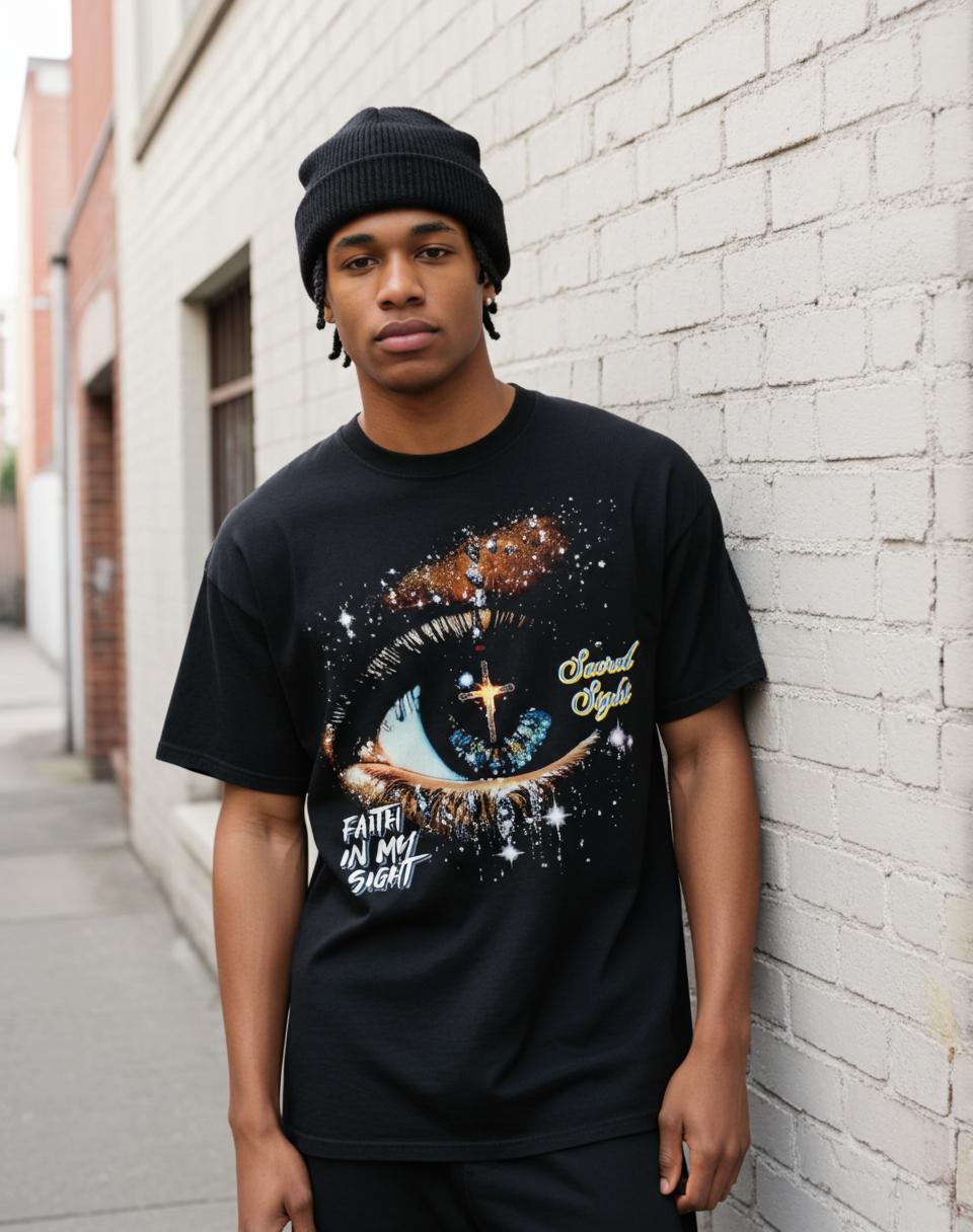 Eye Cross Starry Sky Graphic T-Shirt Product Image