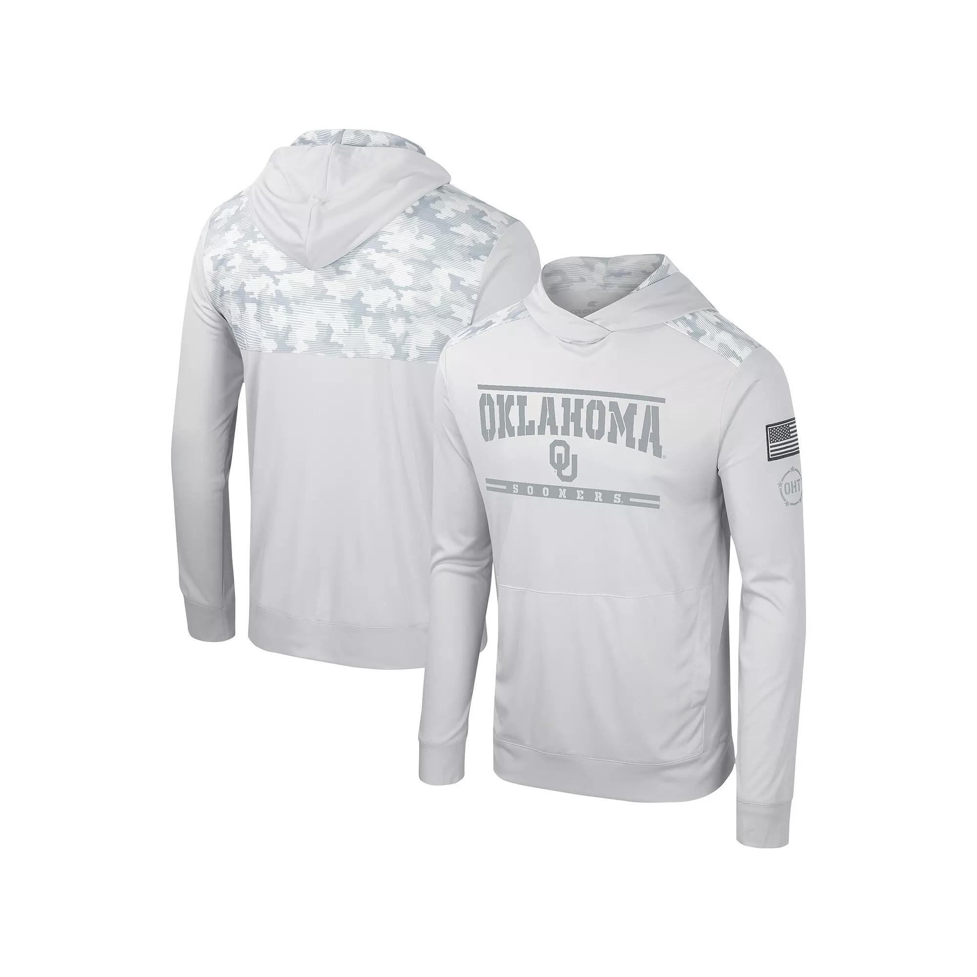 Men's Colosseum Gray Oklahoma Sooners OHT Military Appreciation Long Sleeve Hoodie T-Shirt, Size: Small, Grey Product Image