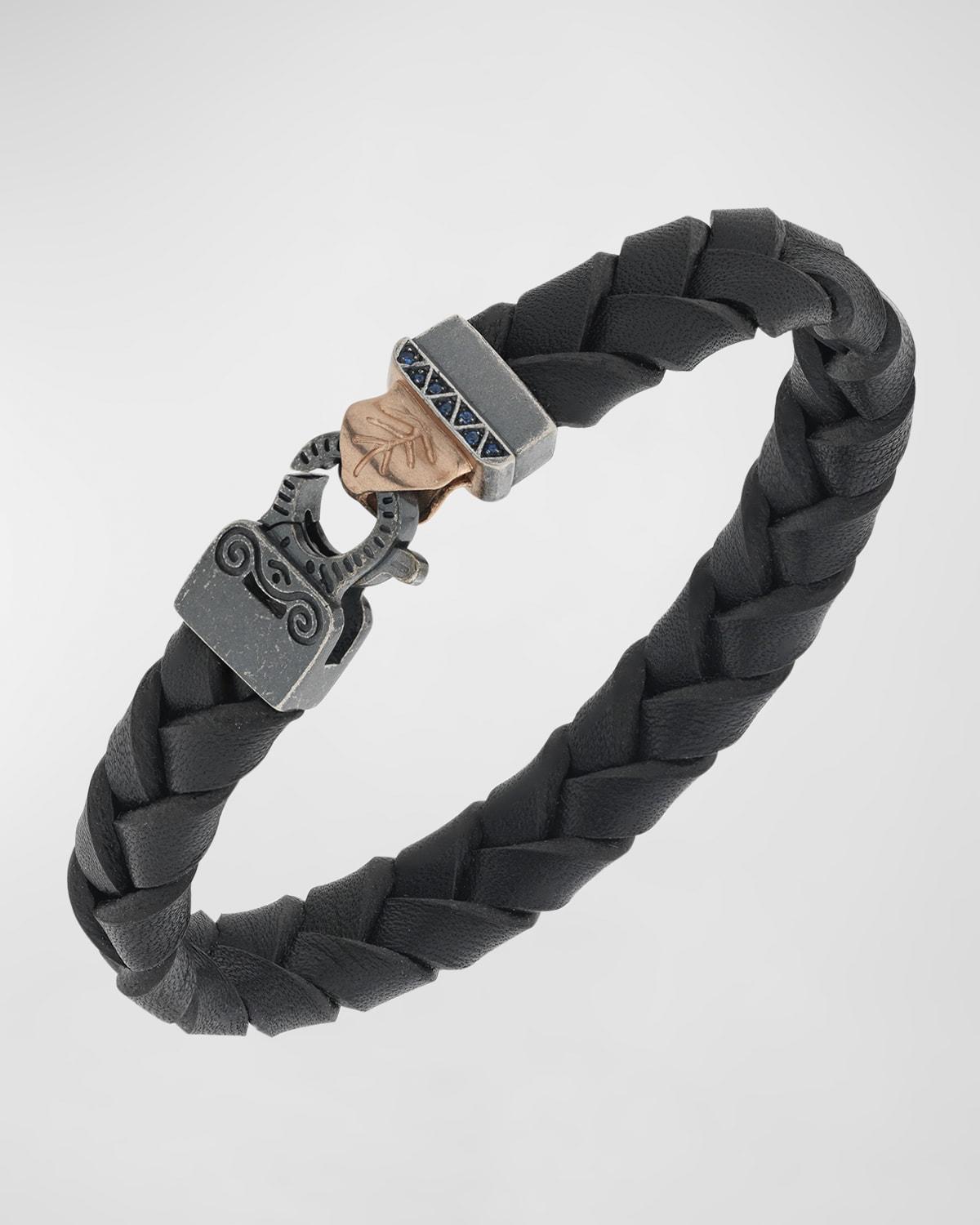 Mens Flaming Tongue Wide Leather Bracelet Product Image