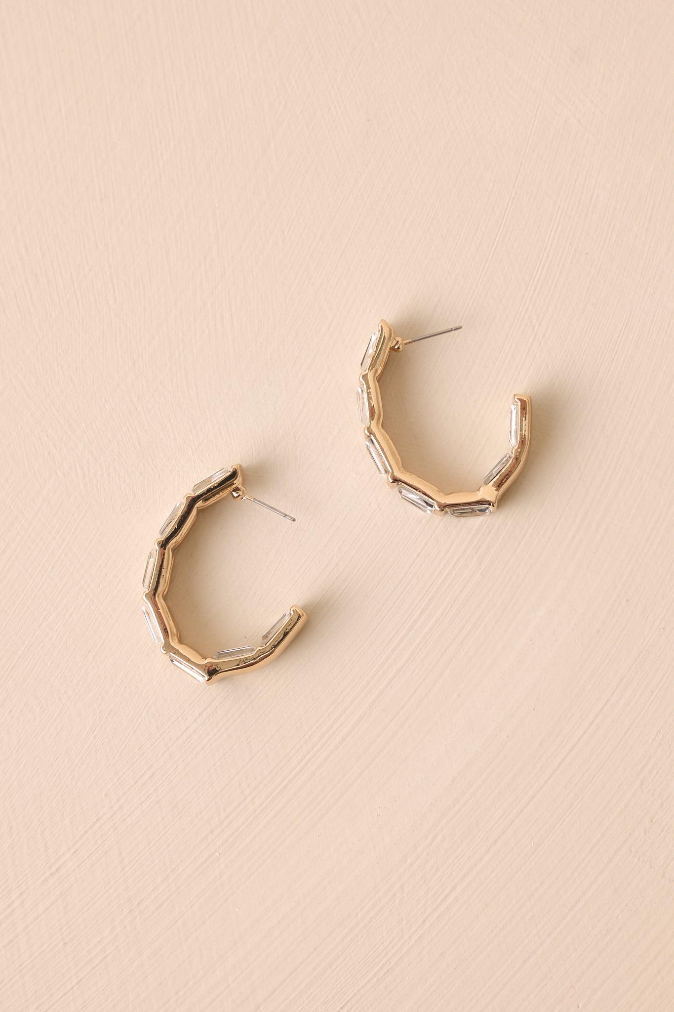 Such A Romantic Gold Rhinestone Hoop Earrings Product Image