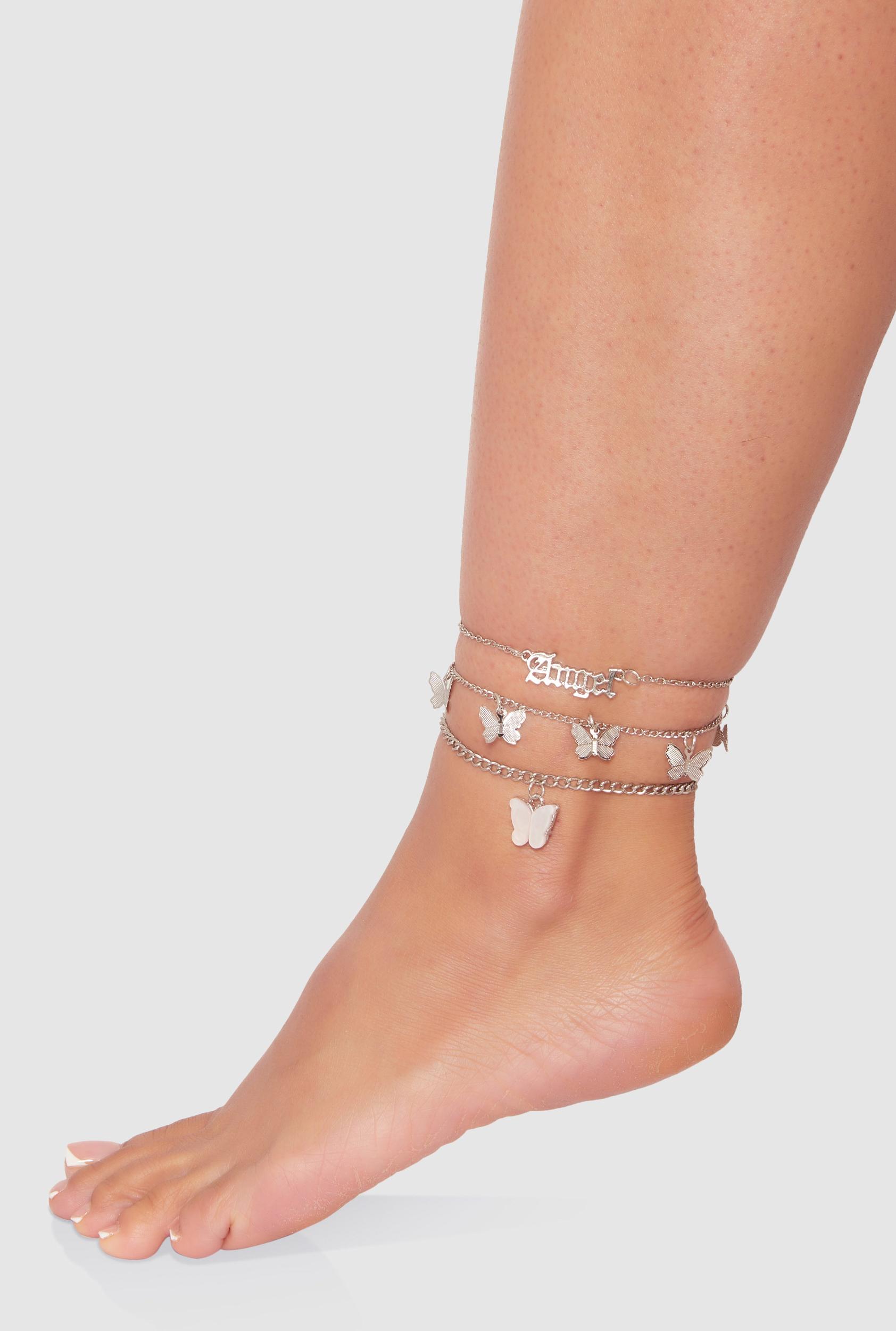Angel Butterfly Charm Anklet Trio Unisex Product Image
