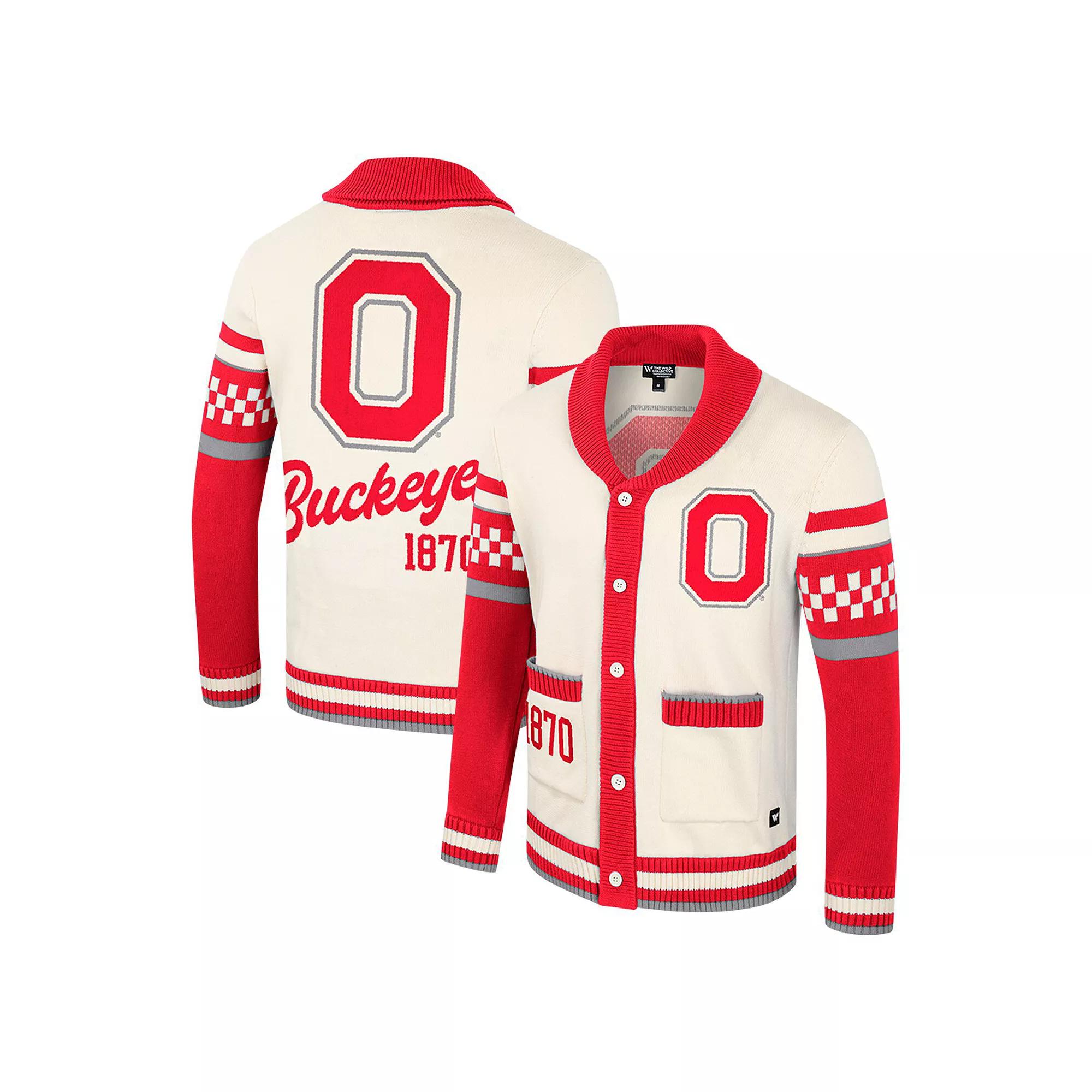 Women's Colosseum Cream Ohio State Buckeyes Wild Collective Button-Up Jaquard Sweater, Size: XL, Beige Product Image