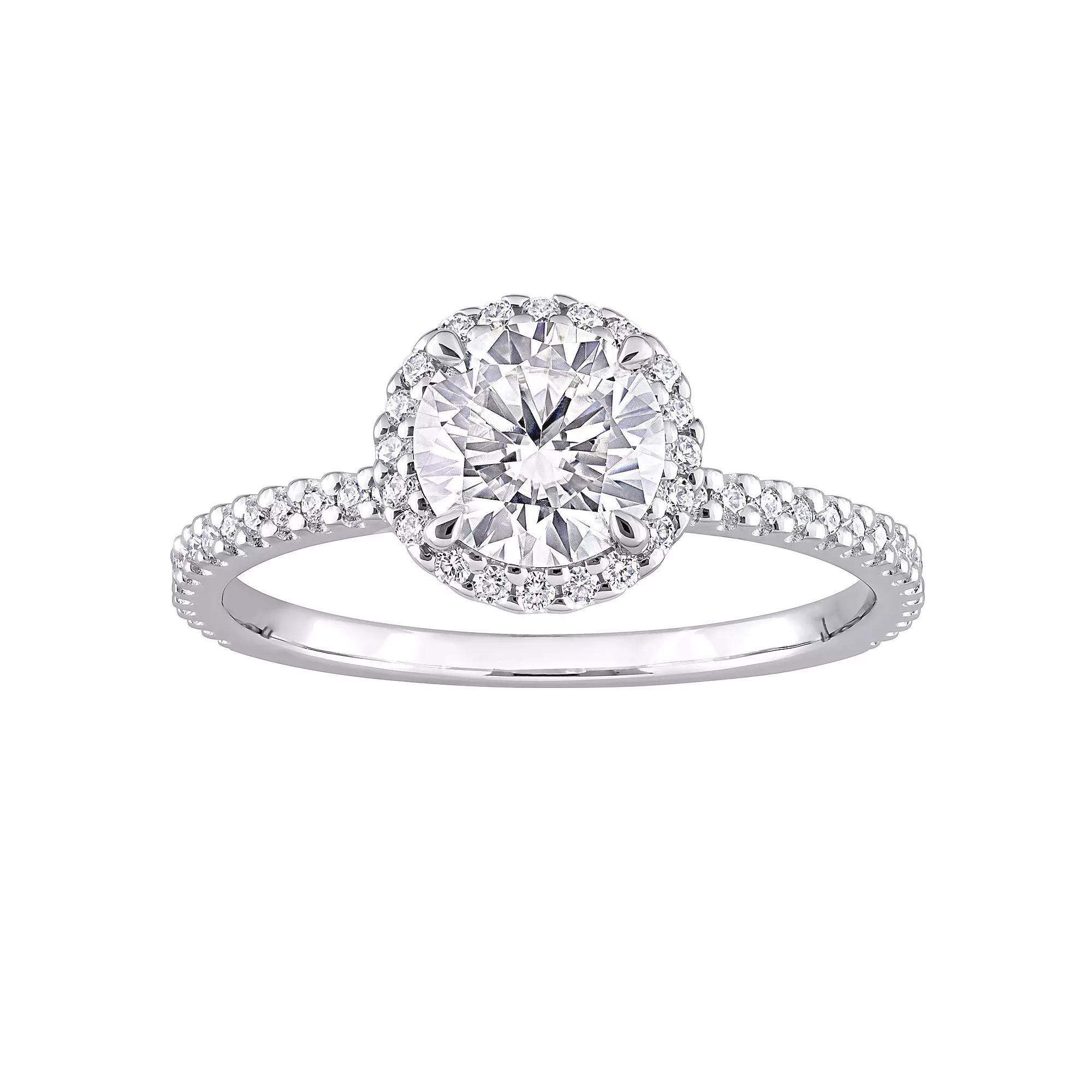Stella Grace Sterling Silver Lab-Created Moissanite Halo Ring, Women's,  Product Image