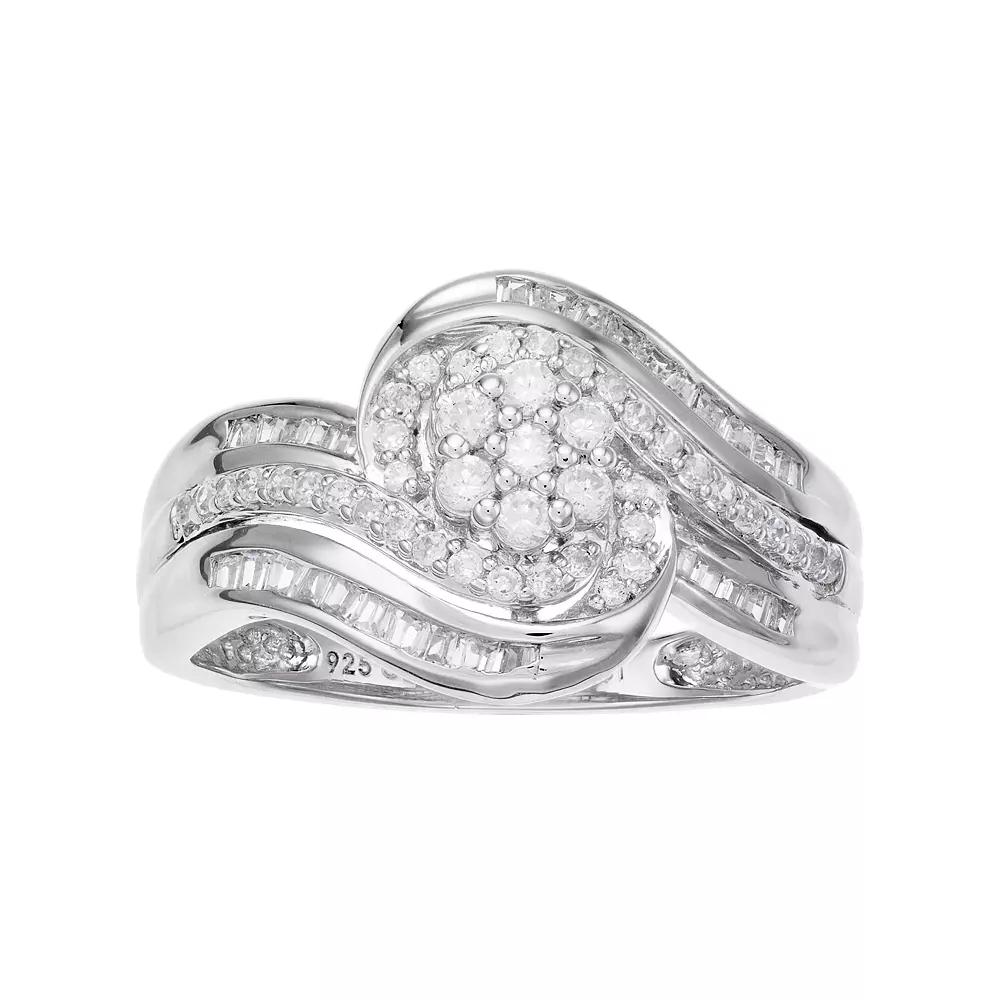 10k White Gold 1/2 Carat T.W. Cluster Diamond Ring, Women's, Size: 6, 10k Whgold Product Image