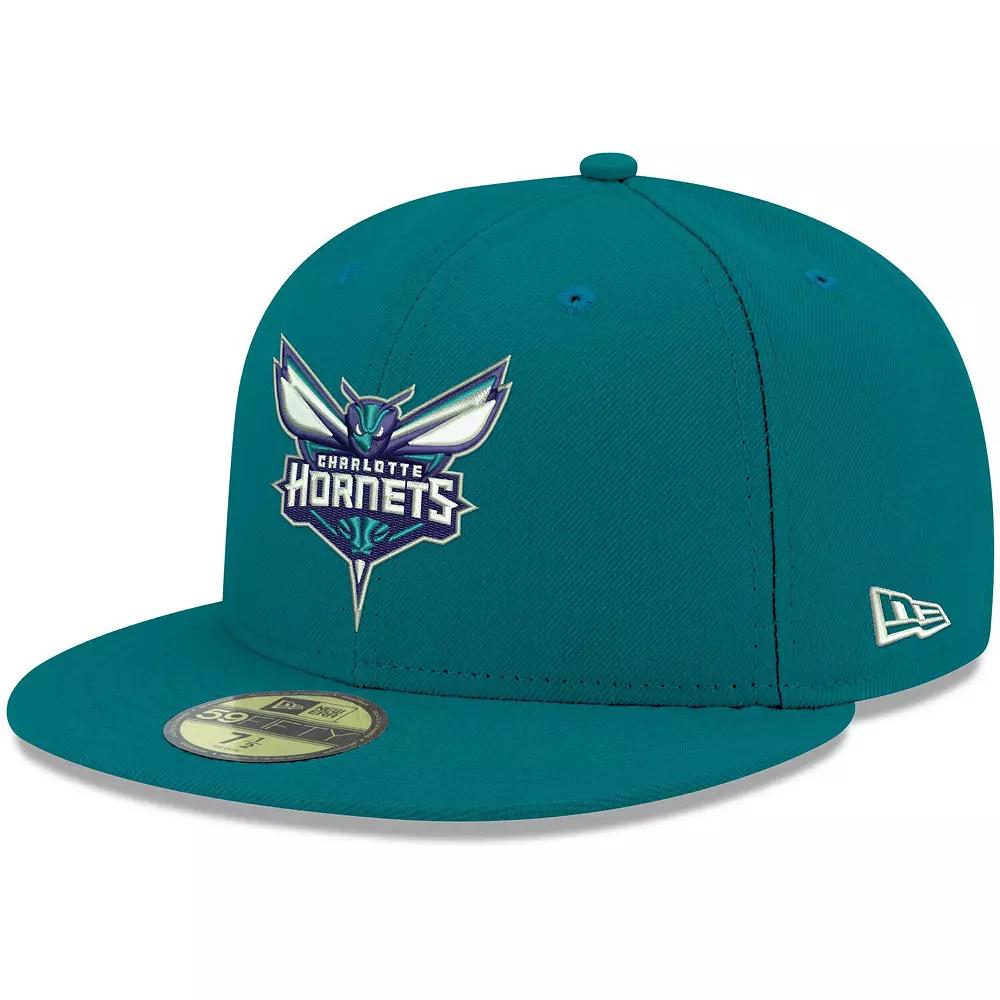 Men's New Era Teal Charlotte Hornets Official Team Color 59FIFTY Fitted Hat,  Product Image