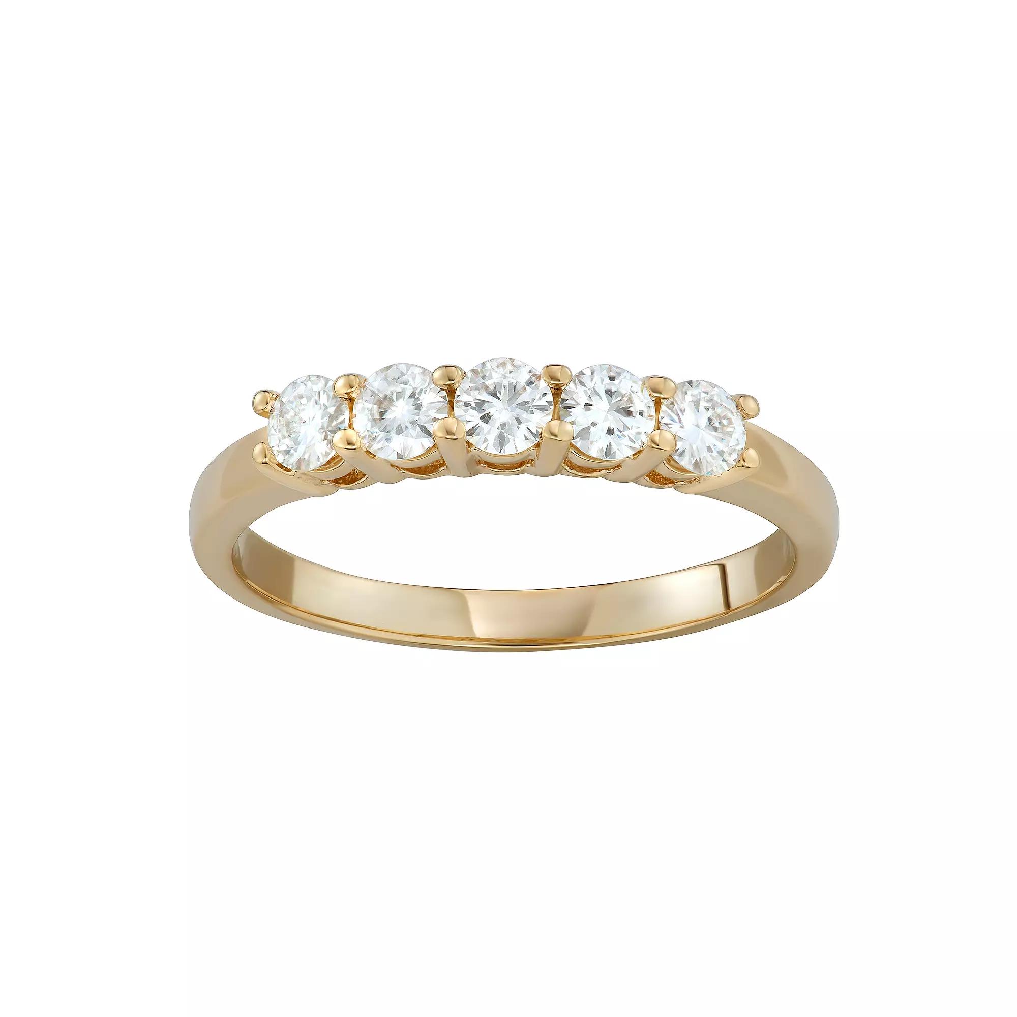 Charles & Colvard 14K Gold 1/2 Carat T.W. Lab-Created Moissanite 5 Stone Band, Women's,  Product Image