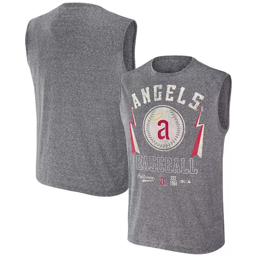 Men's Darius Rucker Collection by Fanatics Charcoal Los Angeles Angels Relaxed-Fit Muscle Tank Top,  Product Image