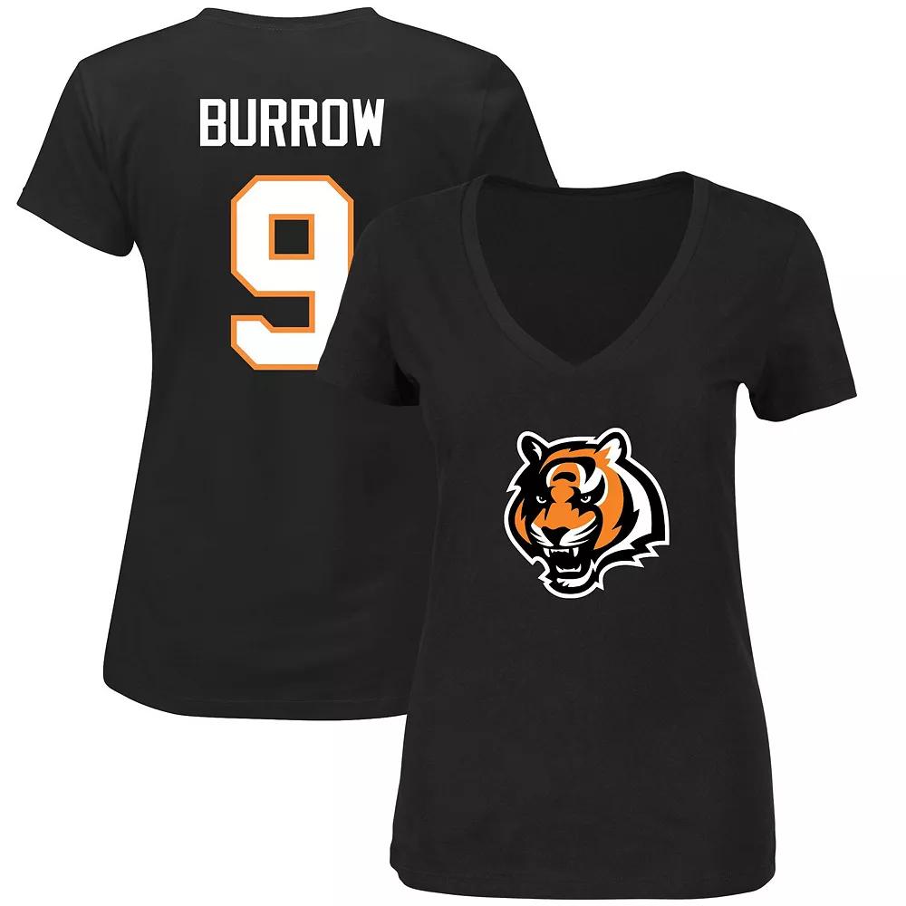 Women's Joe Burrow Black Cincinnati Bengals Plus Size Fair Catch Name & Number V-Neck T-Shirt, Size: 3XL Product Image