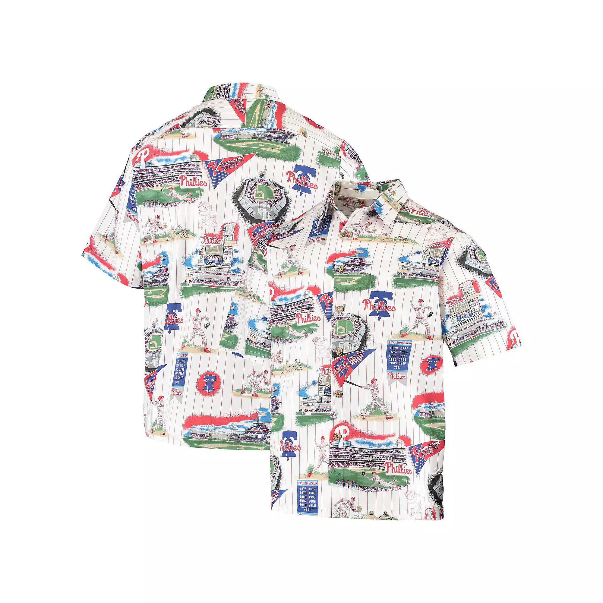 Men's Reyn Spooner White/Red Philadelphia Phillies Scenic Button-Up Shirt, Size: Small Product Image