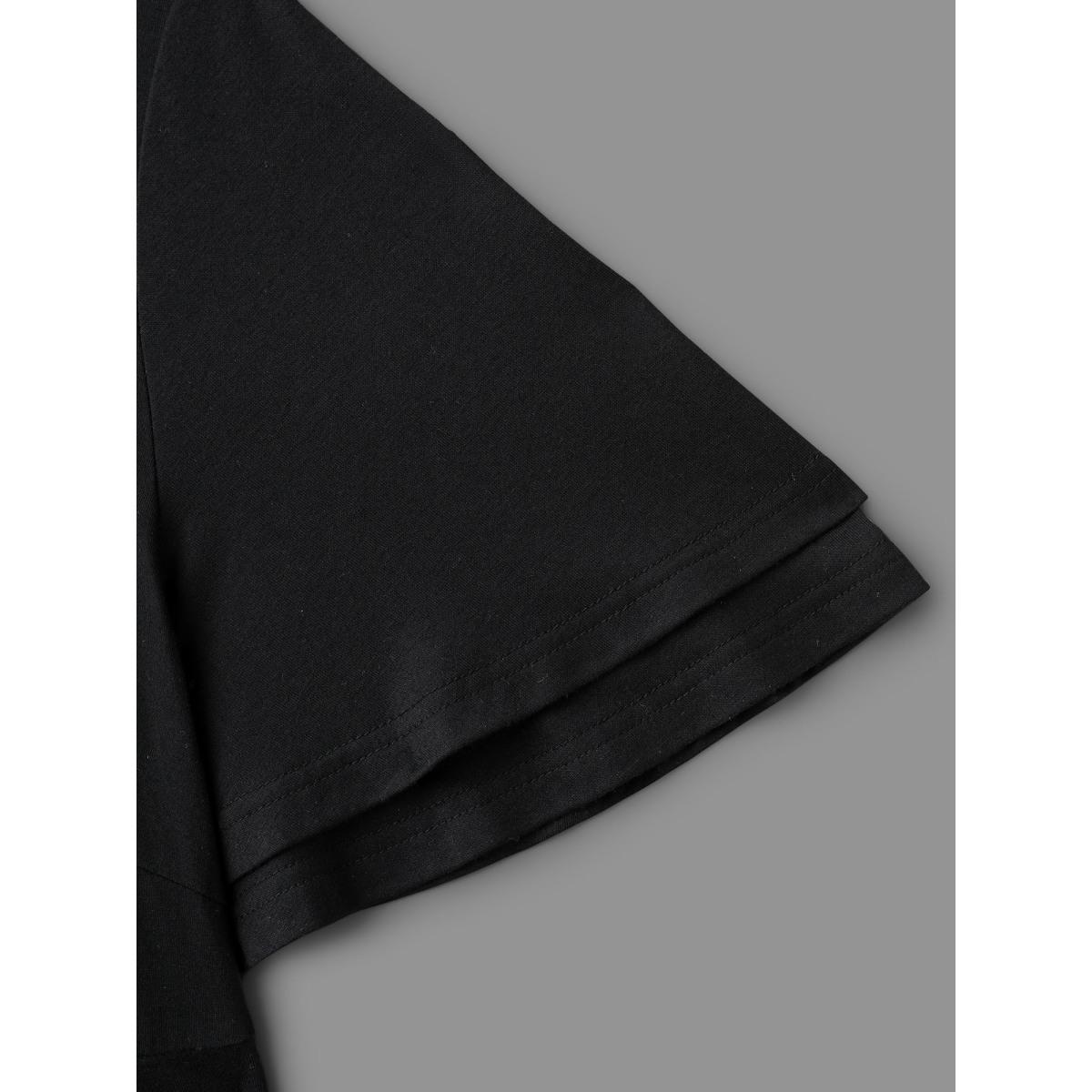 Plus Size V Neck Mesh Embroidered Patch Dress Black Women Cocktail Texture Party Curvy Bloomchic 30/6X Product Image