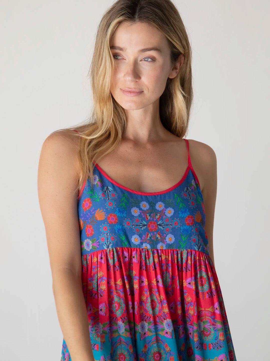 Gigi Midi Dress - Red Blue Floral Product Image