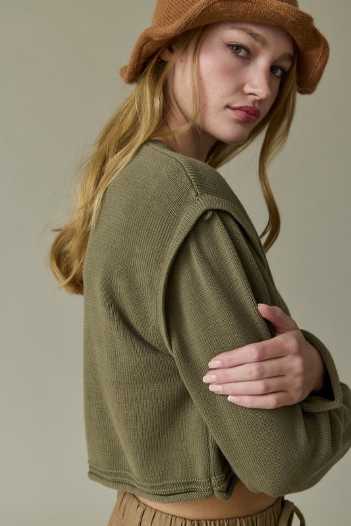 "Zoe" L/S Knit Crop Top Product Image