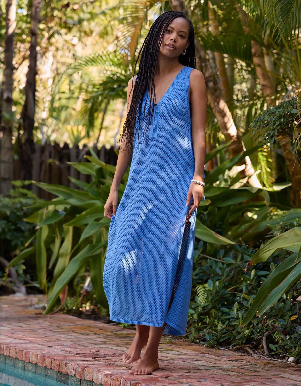 Aerie Crochet Side Tie Maxi Cape Product Image