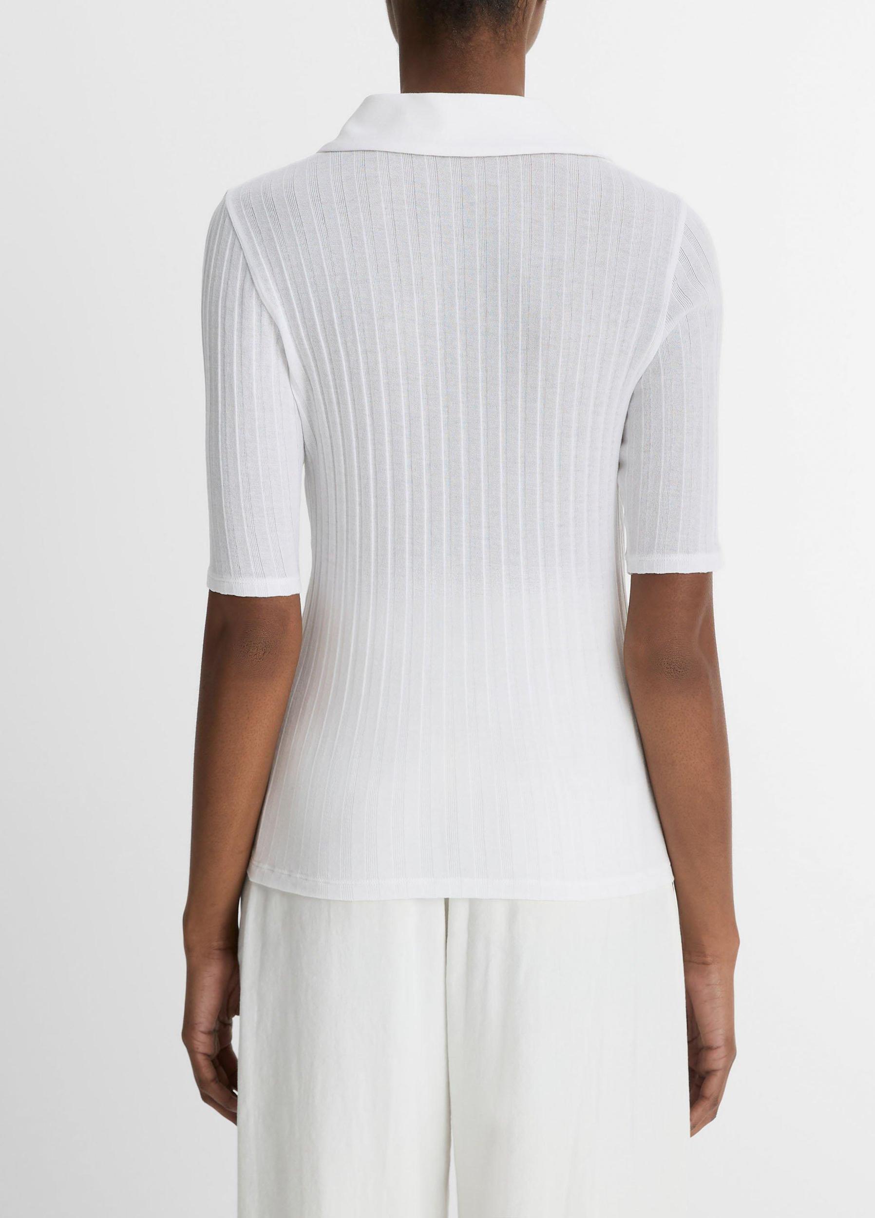 Cotton Elbow-Sleeve Polo Shirt Product Image