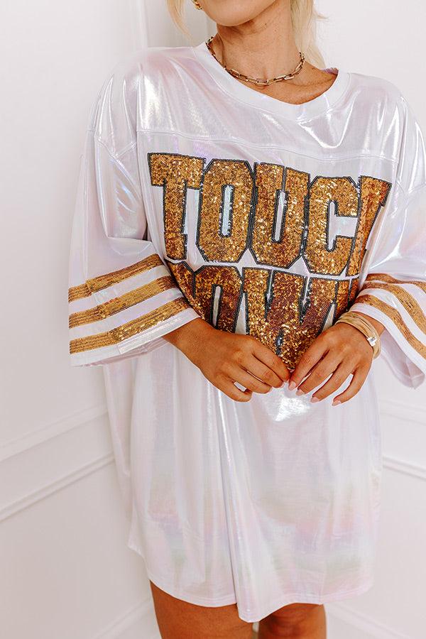 It's A Touch Down Faux Leather Mini Dress in White Iridescent Curves Product Image