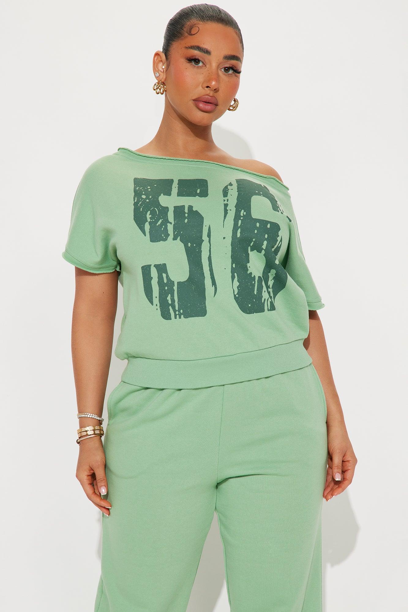 56 Off Shoulder Jogger Set - Sage Product Image