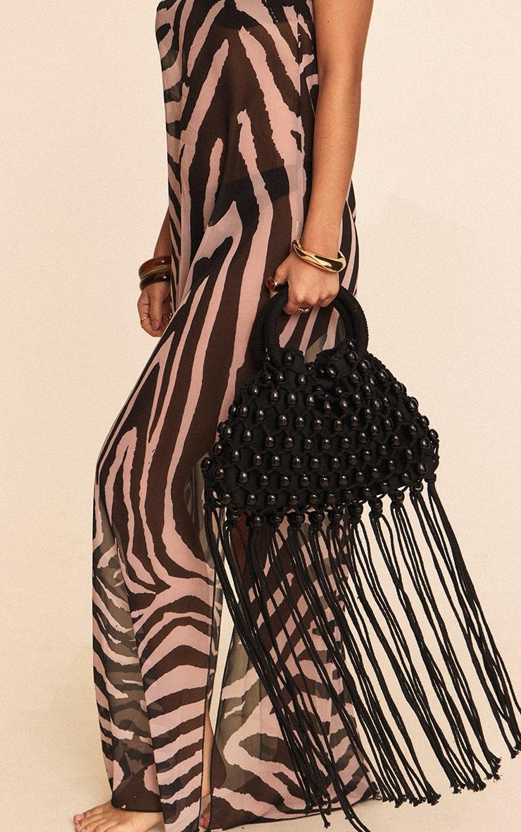 Black Beaded Weave Bucket Bag Product Image