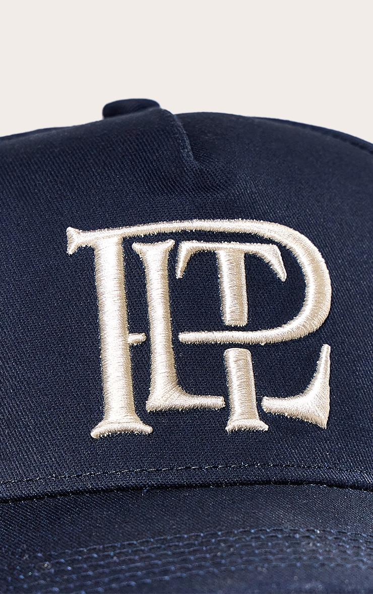 Navy PrettyLittleThing Cream Embroidered Cap Product Image