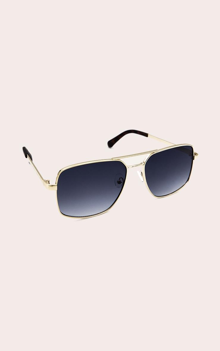 Black Lens Squared Aviator Sunglasses Product Image