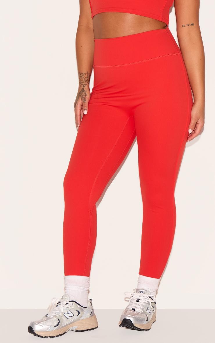  Red Sculpt Contrast Detail High Waist Gym Leggings Product Image