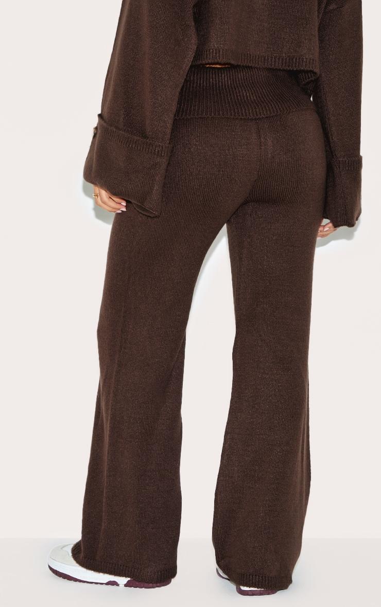 Petite Chocolate Knitted Fold Over Flare Pants Product Image