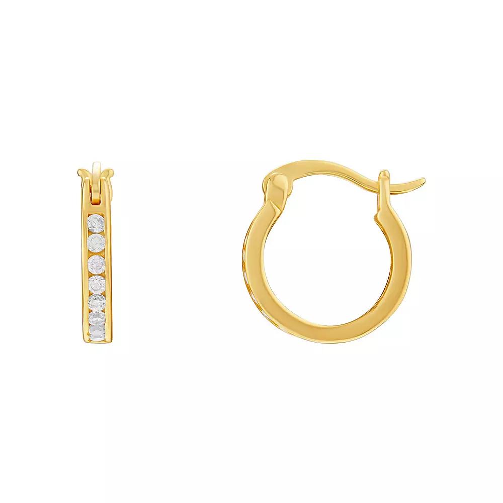 PRIMROSE Sterling Silver Cubic Zirconia Huggie Hoop Earrings, Women's, Size: 13MM, Gold Over Sterling Product Image