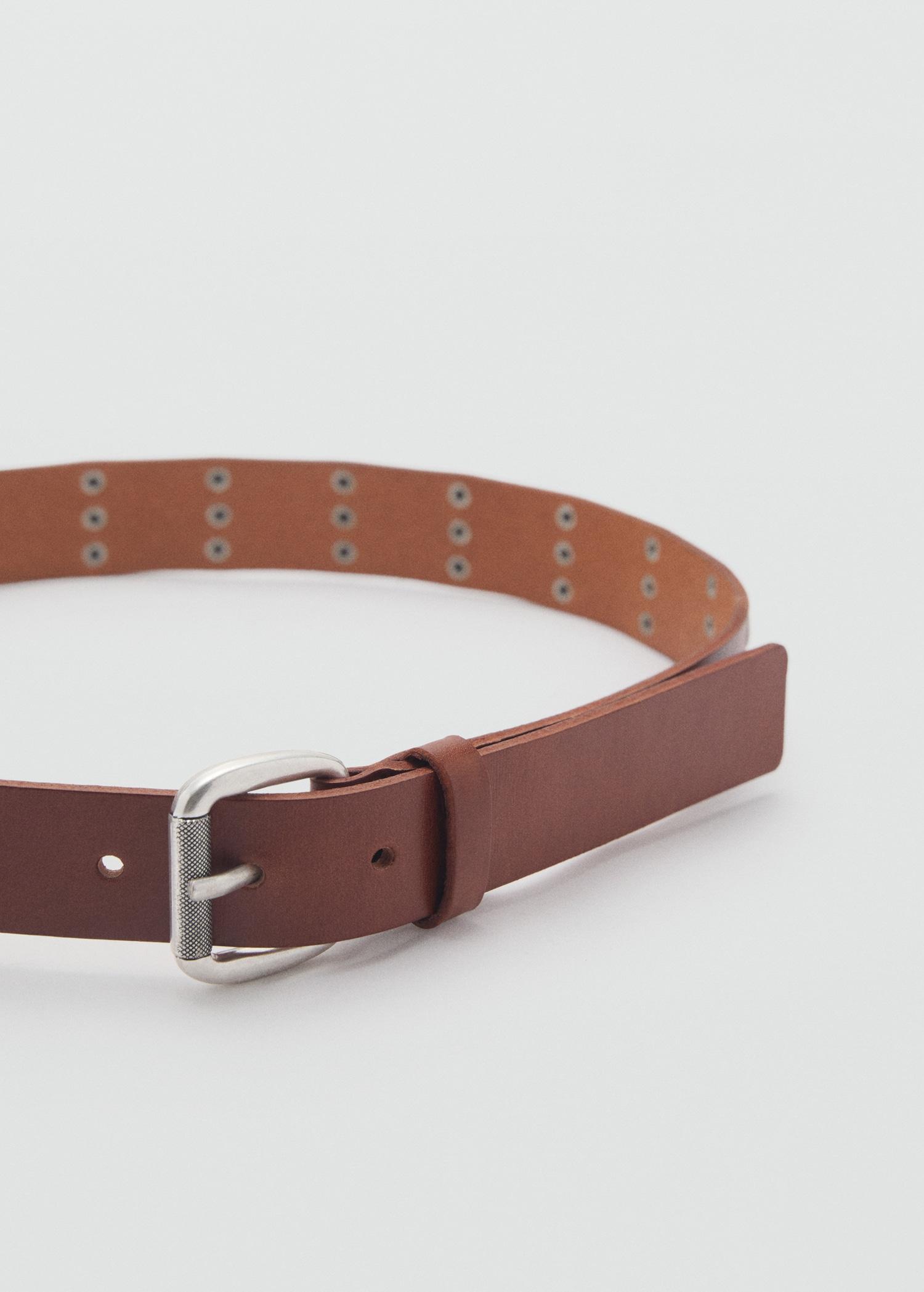 Stud leather belt - Women | MANGO USA Product Image