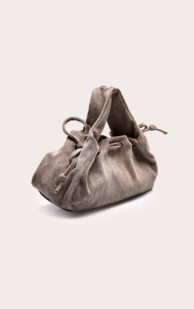 Taupe Faux Suede Drawstring Mini Bag Product Image