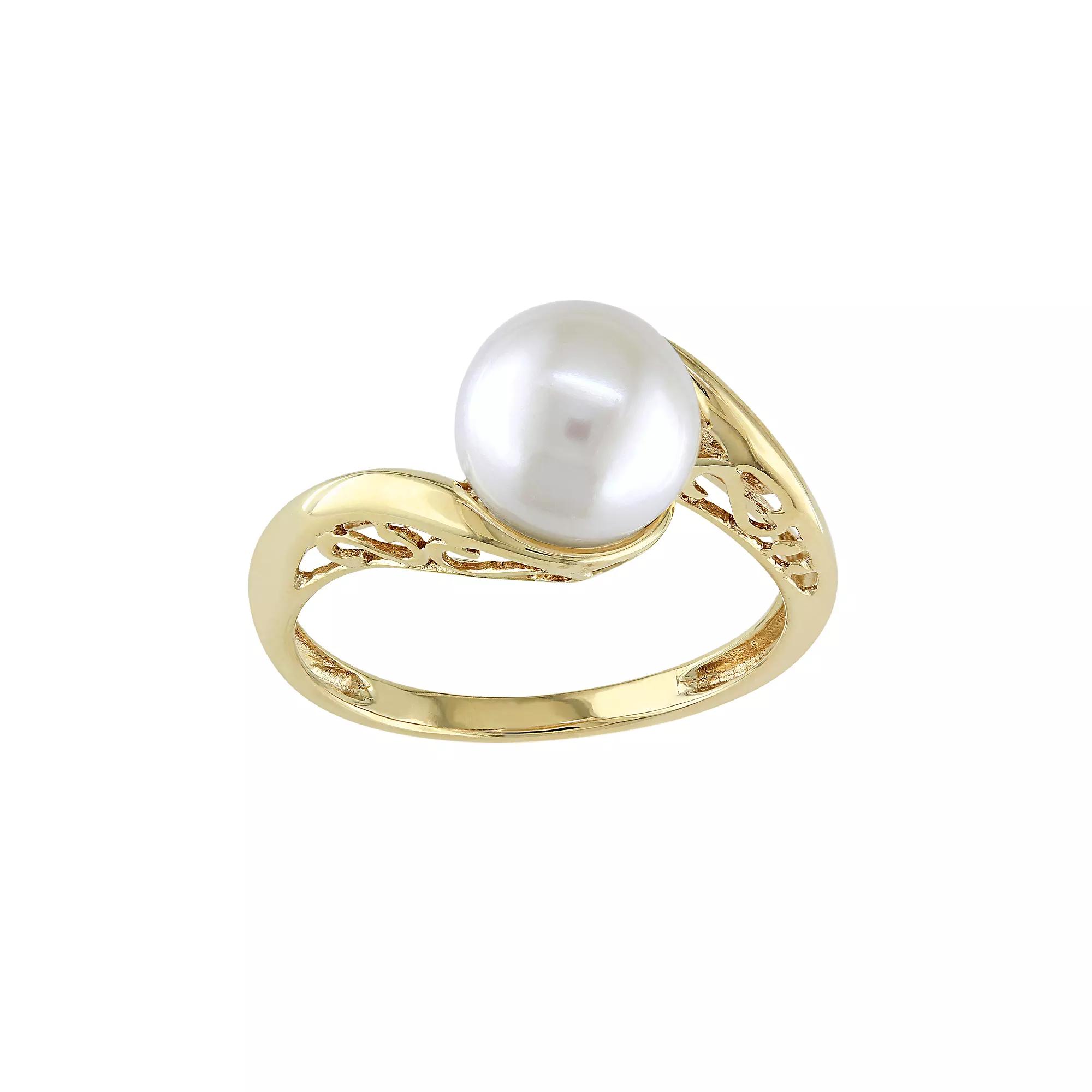 Stella Grace Freshwater Cultured Pearl 10k Gold Swirl Ring, Women's, Size: 10.50, White Product Image