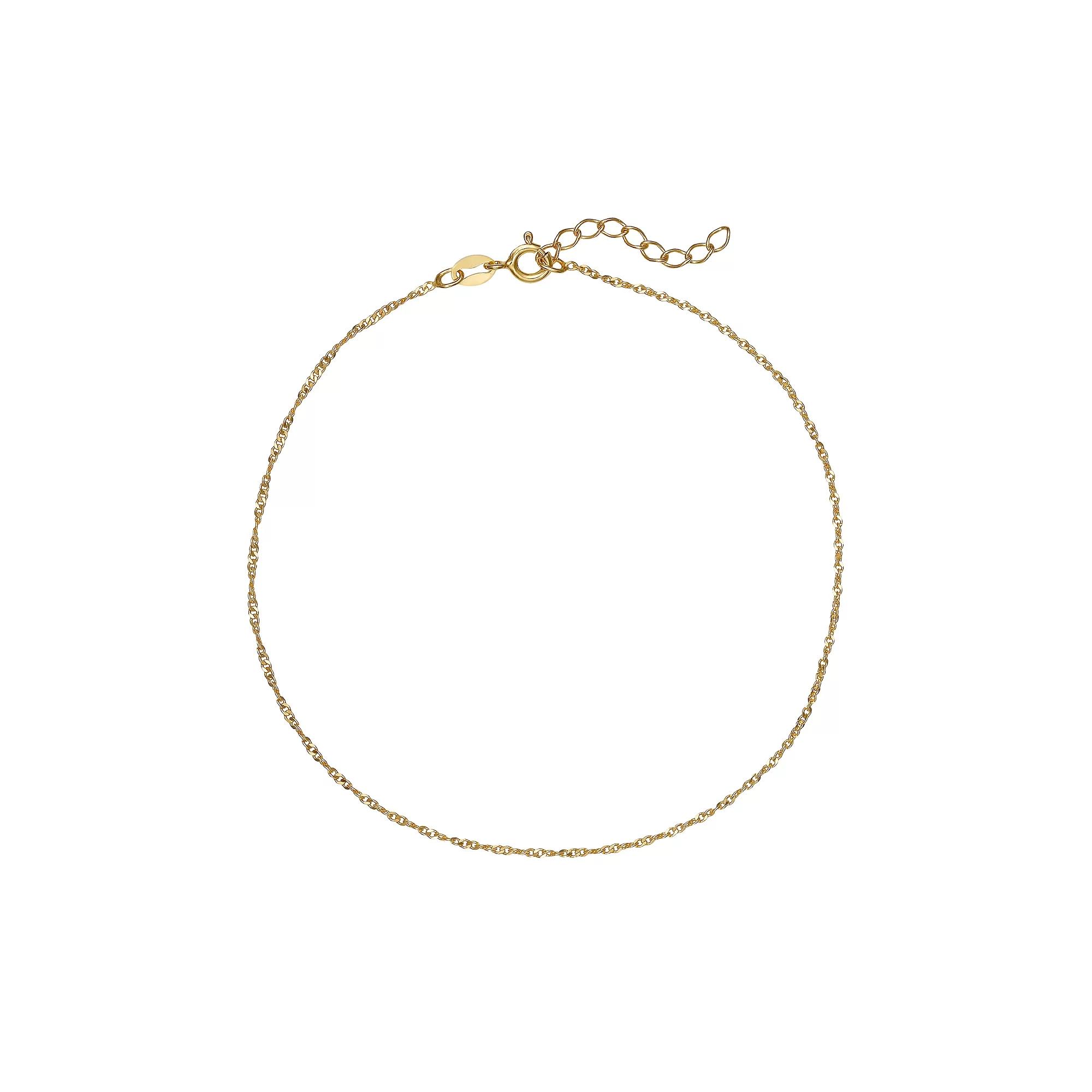PRIMROSE 18k Gold Over Silver Twisted Cable Chain Anklet, Women's, Size: 10, Gold Tone Product Image