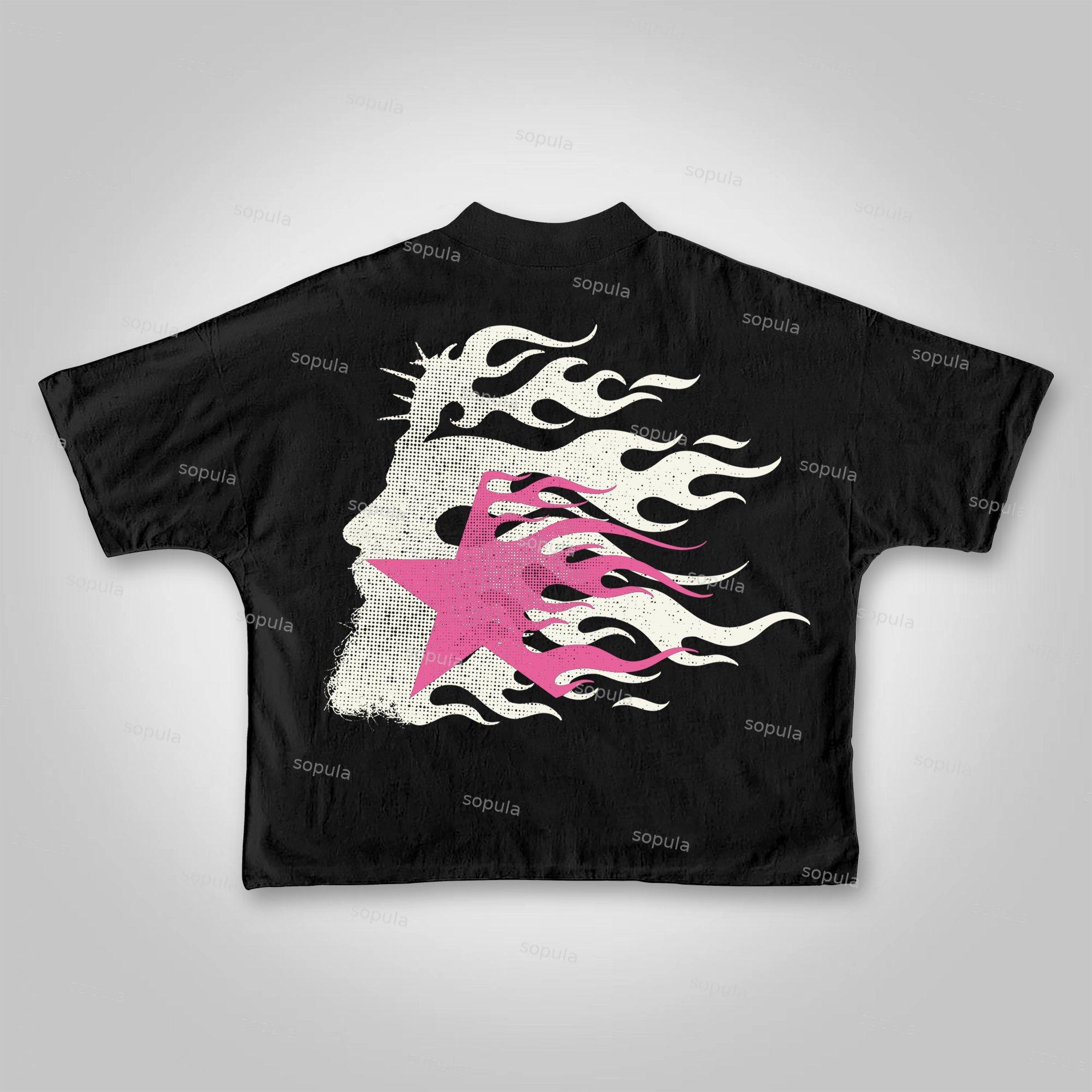 Sopula Vintage Flame Jesus Silhouette Network Cropped T-shirt Product Image