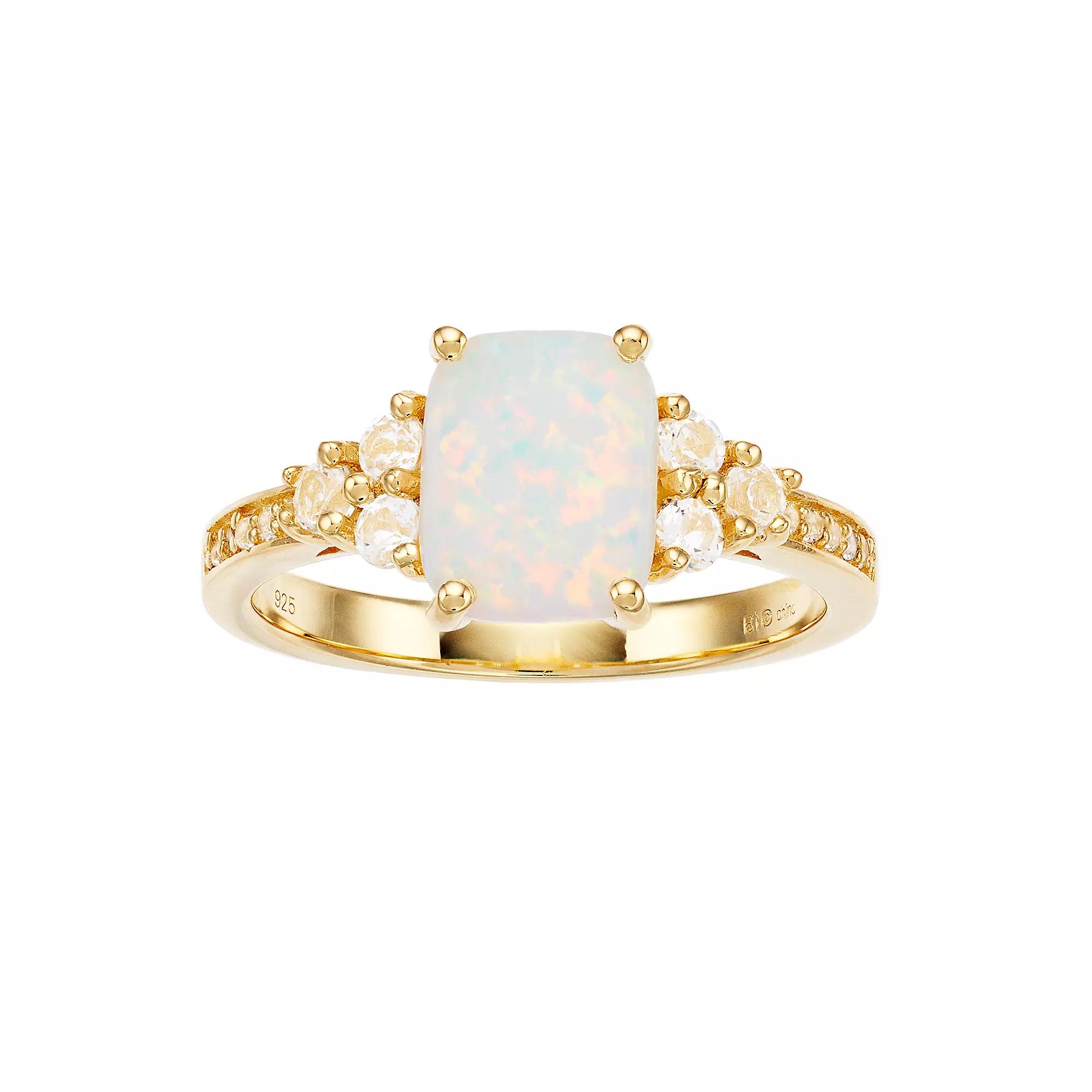 Gemminded Gold over Sterling Silver Lab-Created Opal Ring, Women's, Size: 6, Gold Tone Product Image