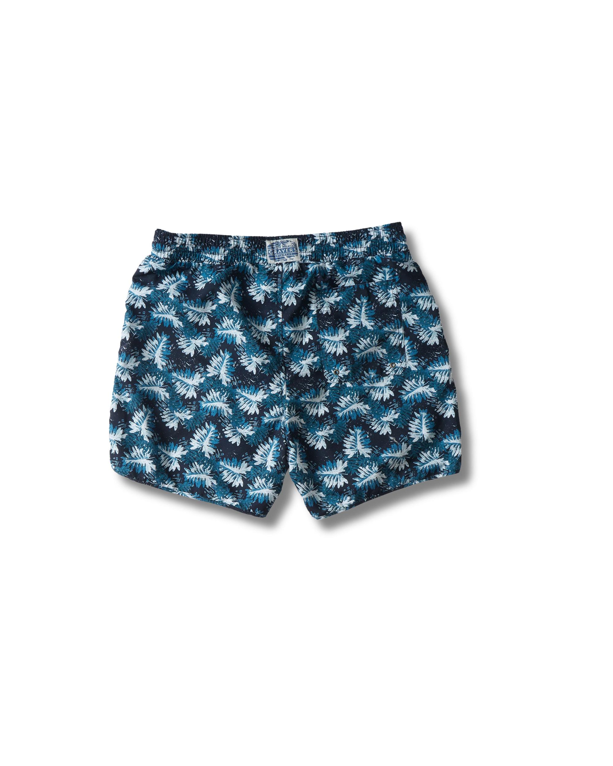 Blue Palms Eco Swim Trunk 6" - Navy Green Leaf Product Image