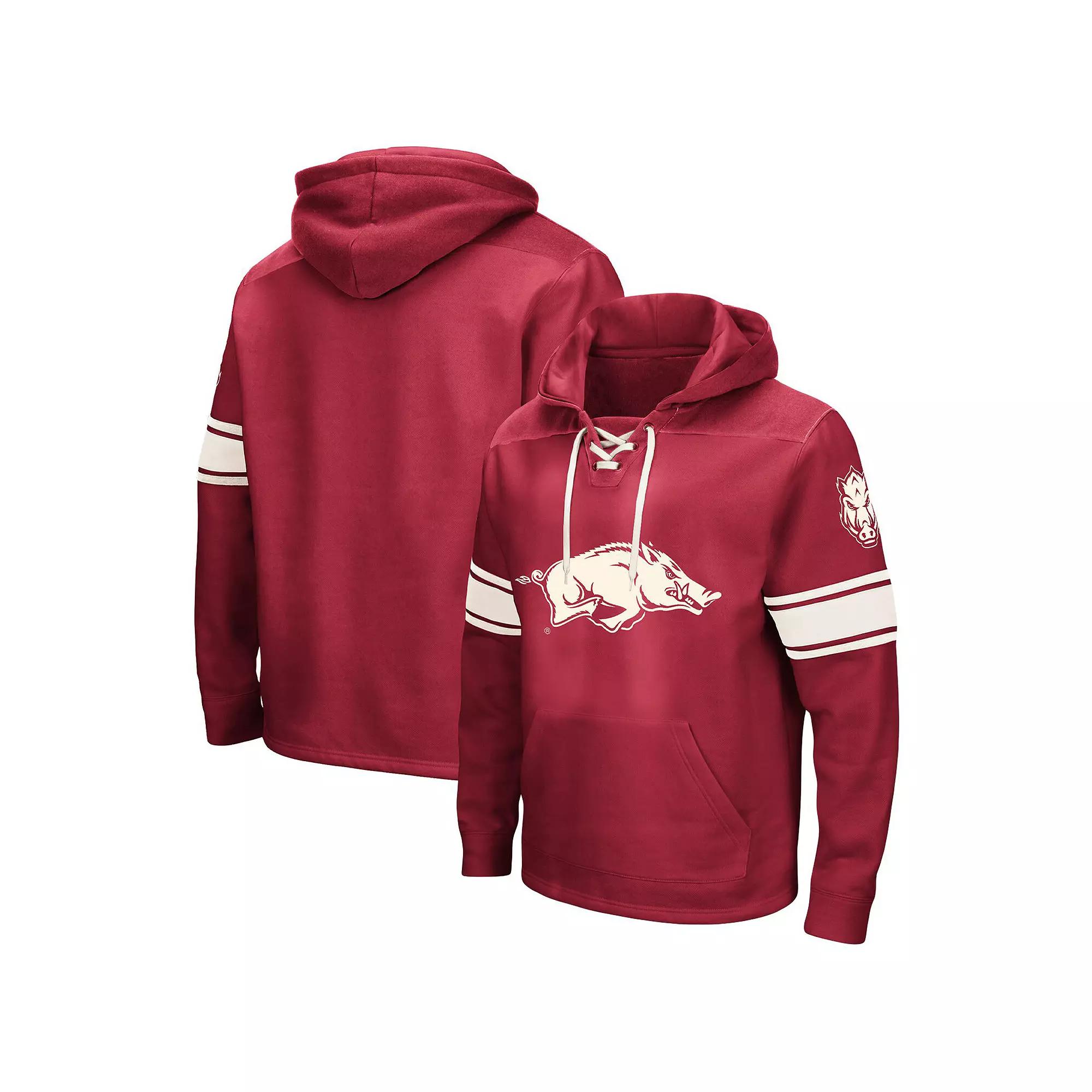 Men's Colosseum Cardinal Arkansas Razorbacks Big & Tall Hockey Lace-Up Pullover Hoodie,  Product Image