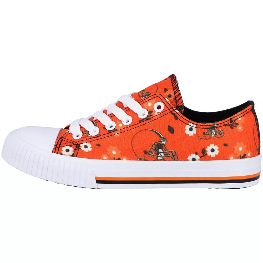 Women's FOCO Orange Cleveland Browns Flower Canvas Allover Shoes, Size: 6 Product Image