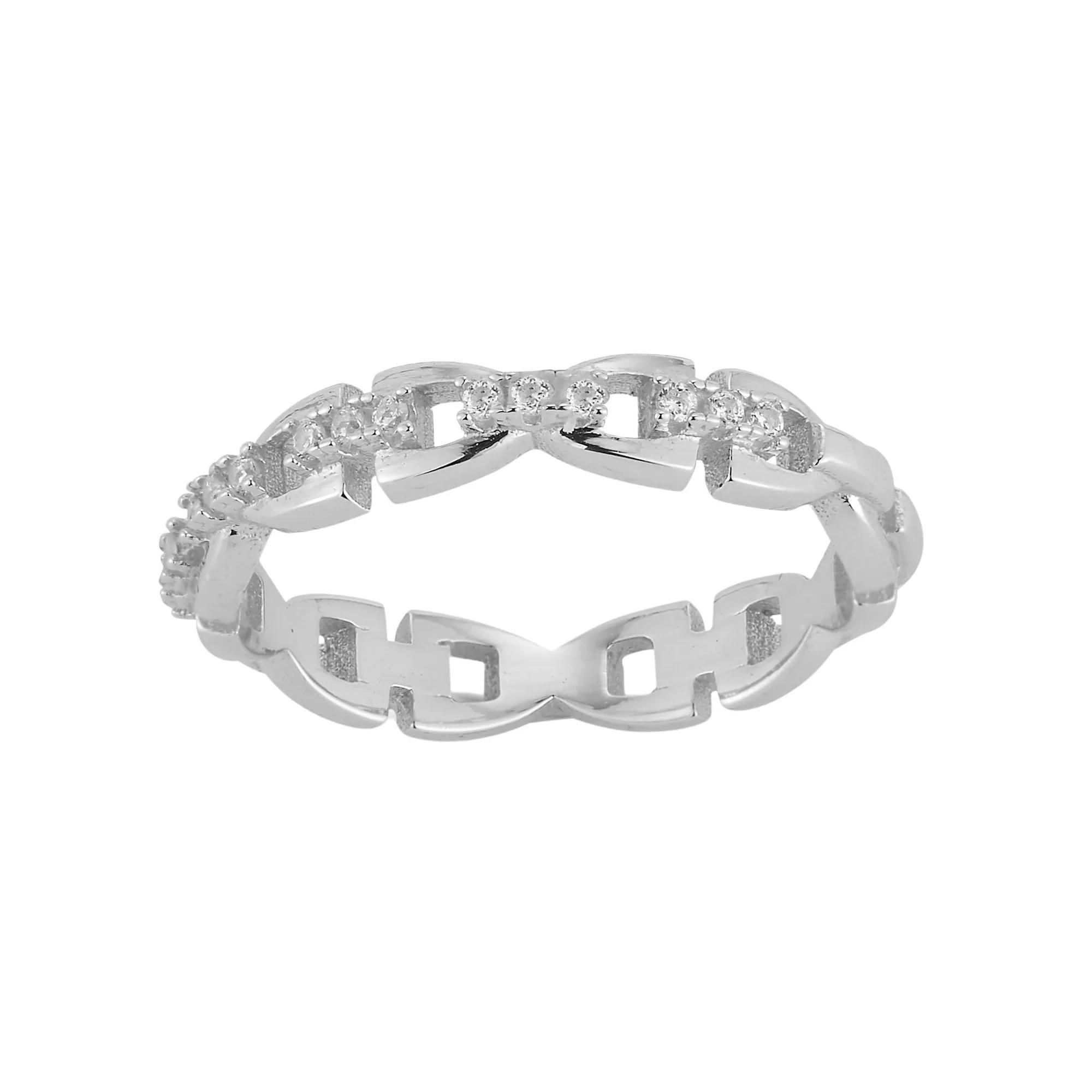 Sunkissed Sterling Cubic Zirconia Link Chain Ring, Women's, Size: 6, Silver Tone Product Image