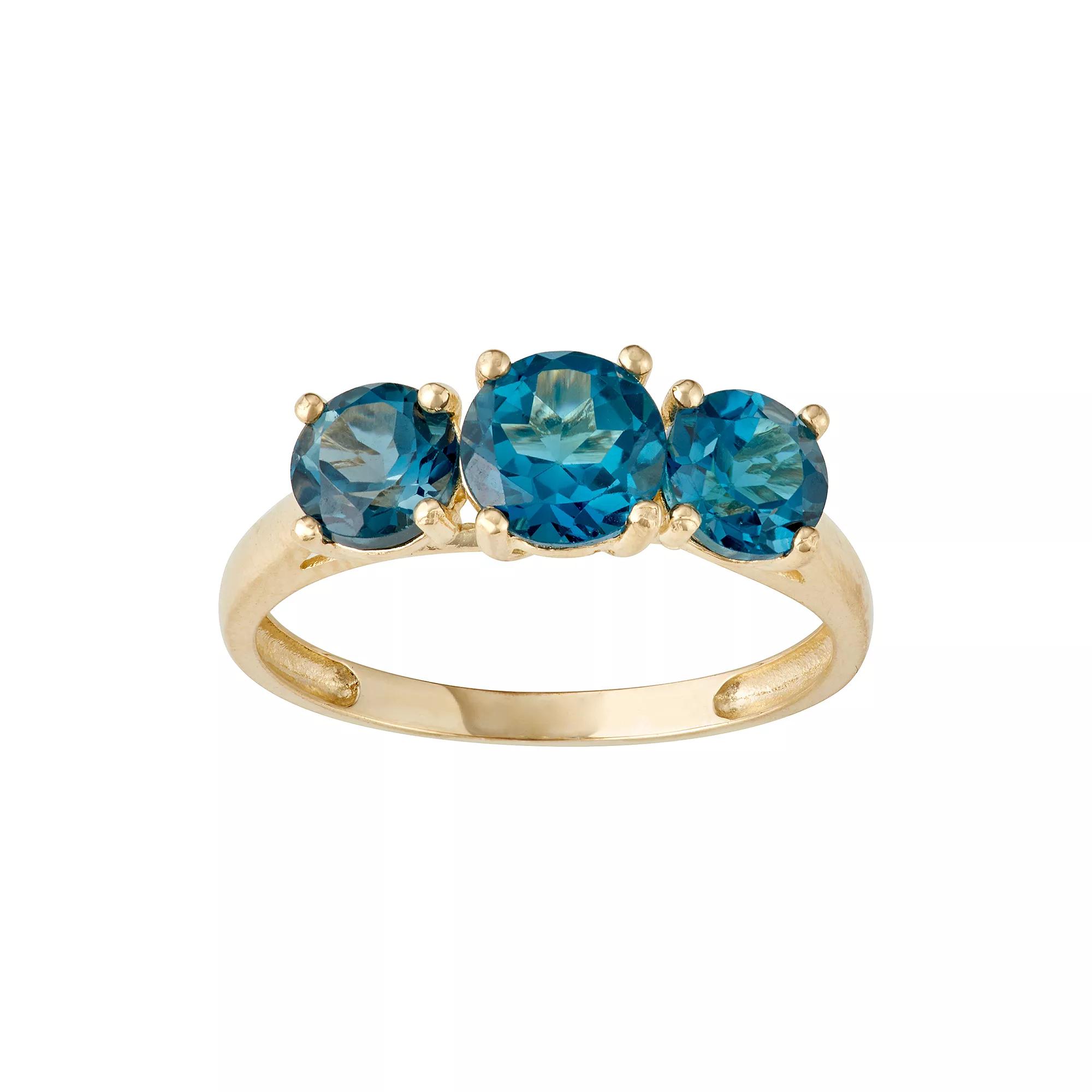 Designs by Gioelli 10k Gold 3-Stone Ring, Womens Created Blue Product Image