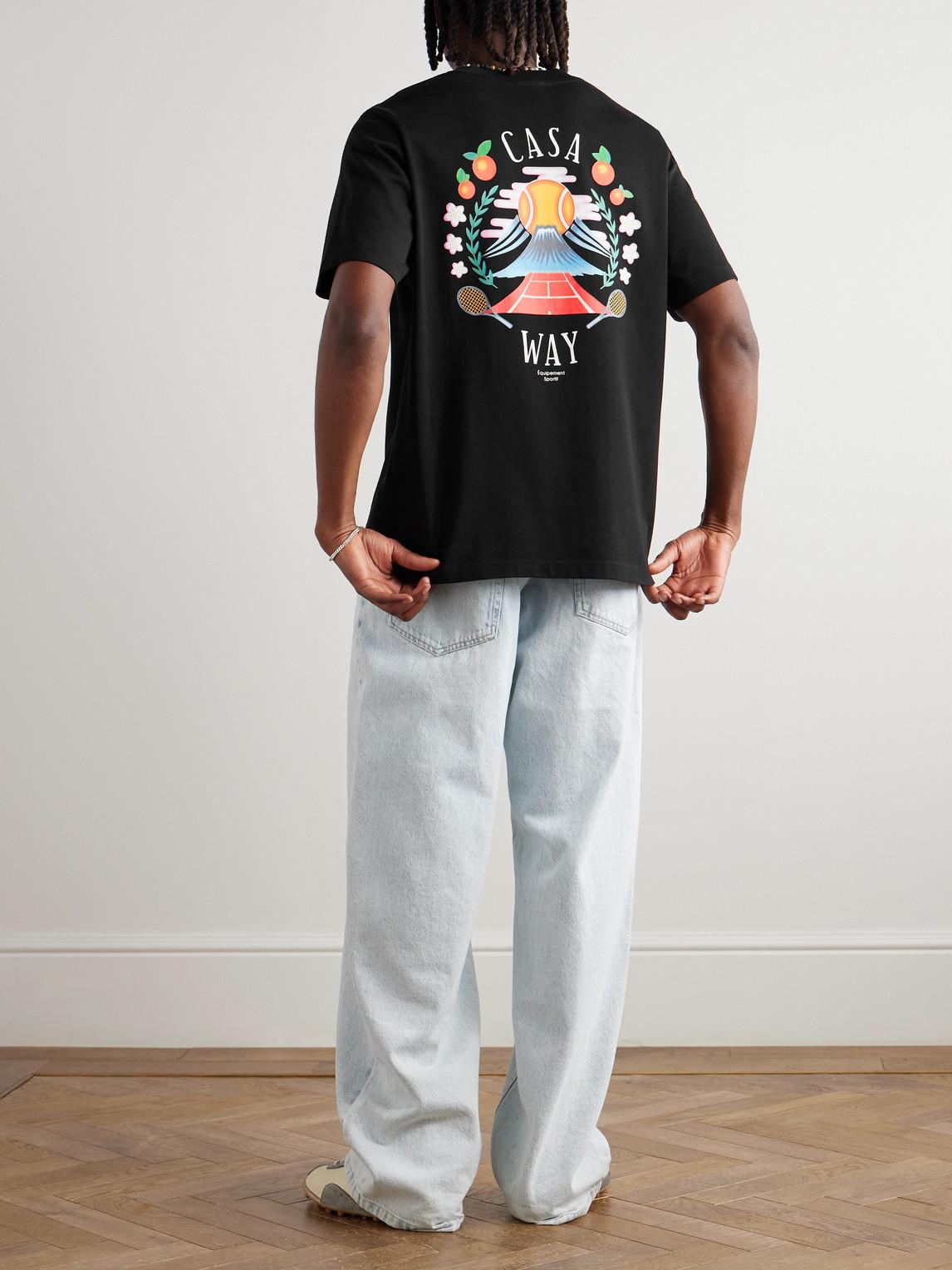 CASABLANCA Mens Casa Way Mountain Brand-print Cotton-jersey T-shirt In Black Product Image