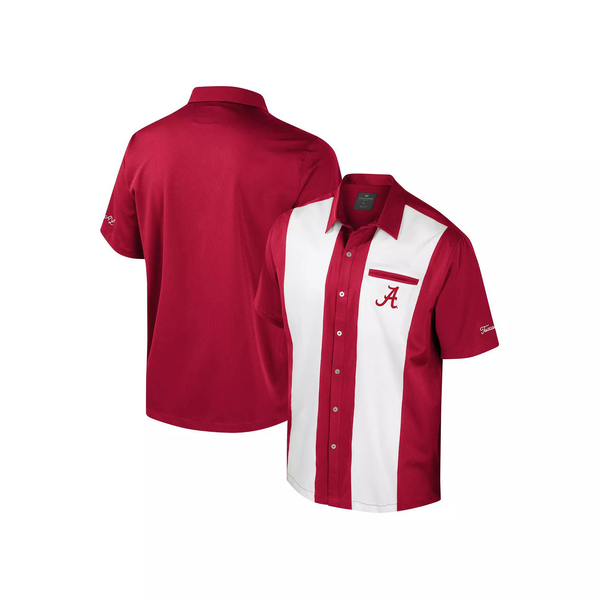 Men's Colosseum Crimson Alabama Crimson Tide Strike Bowling Button-Up Shirt, Size: Small, Red Product Image